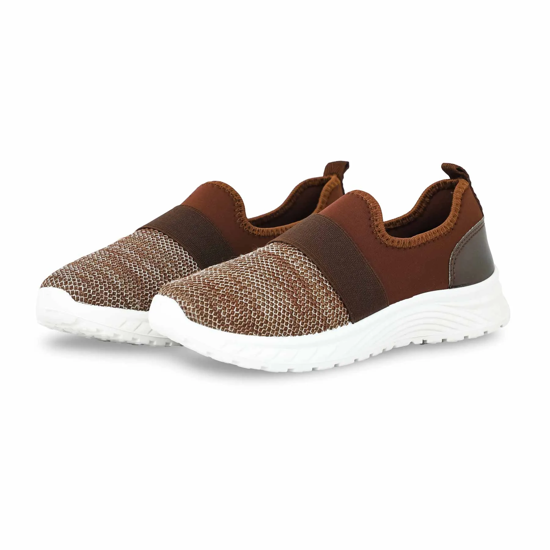 Rugged Traction Simple Form Brown Casual Sneaker For Women AT9098