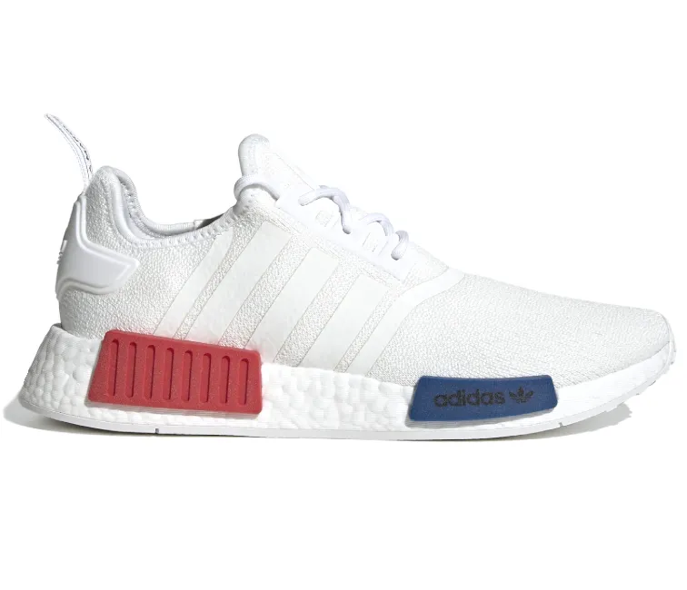 Breathable Linings Rugged Traction Adidas NMD R1 Men's (White/Blue/Red)