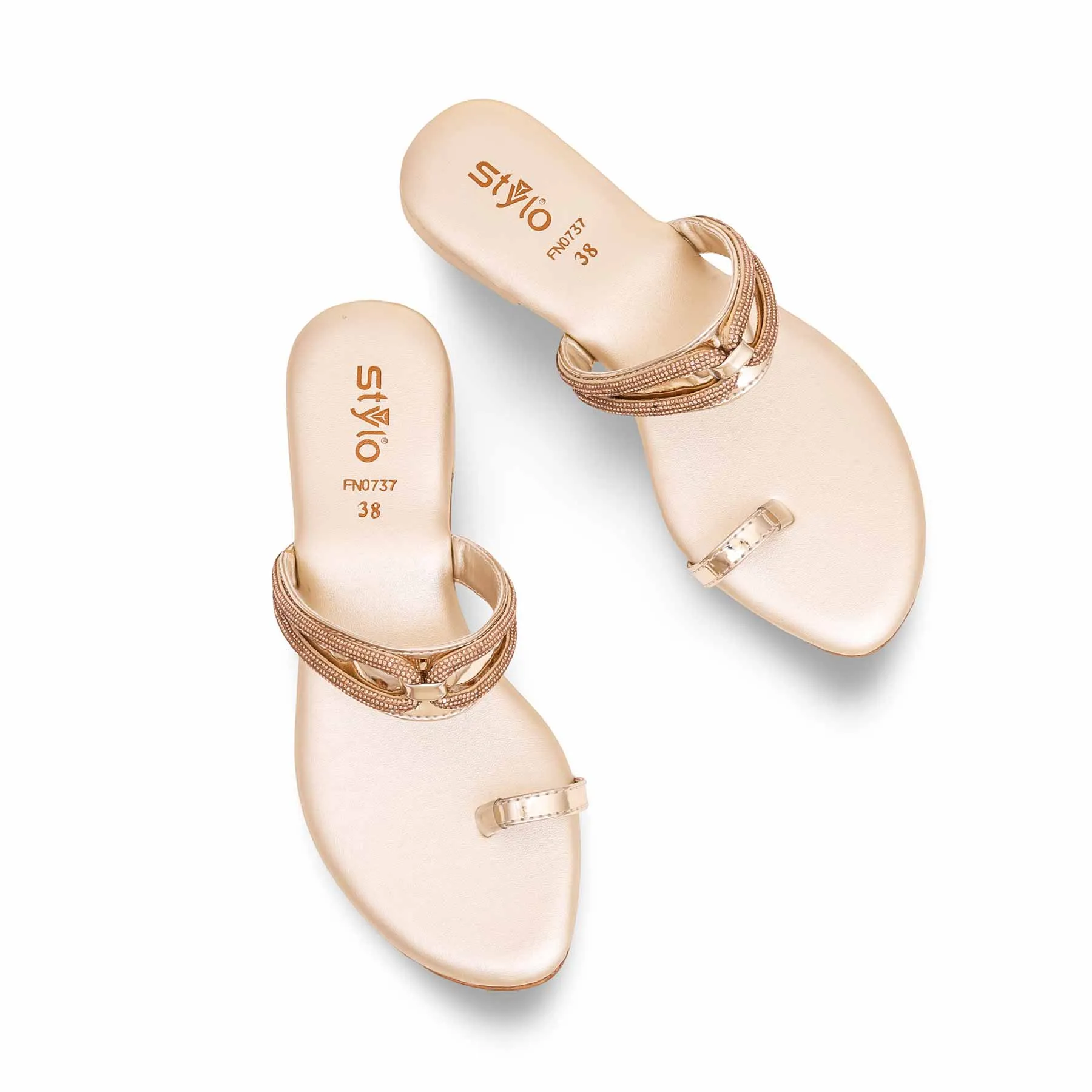 Side Walk Snow Fall Golden Fancy Chappal FN0737
