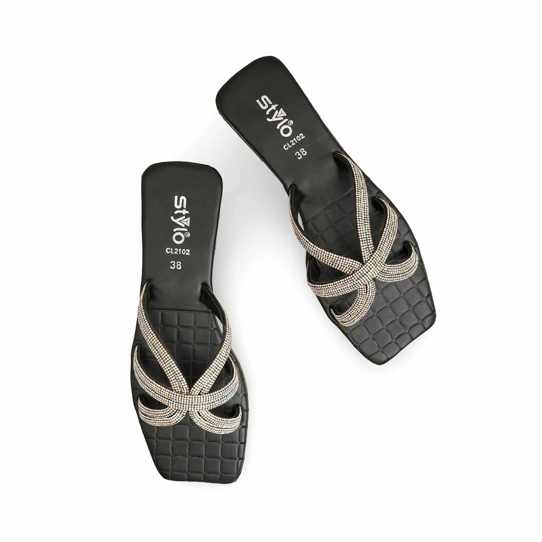 Black Casual Slipper CL2102 straps