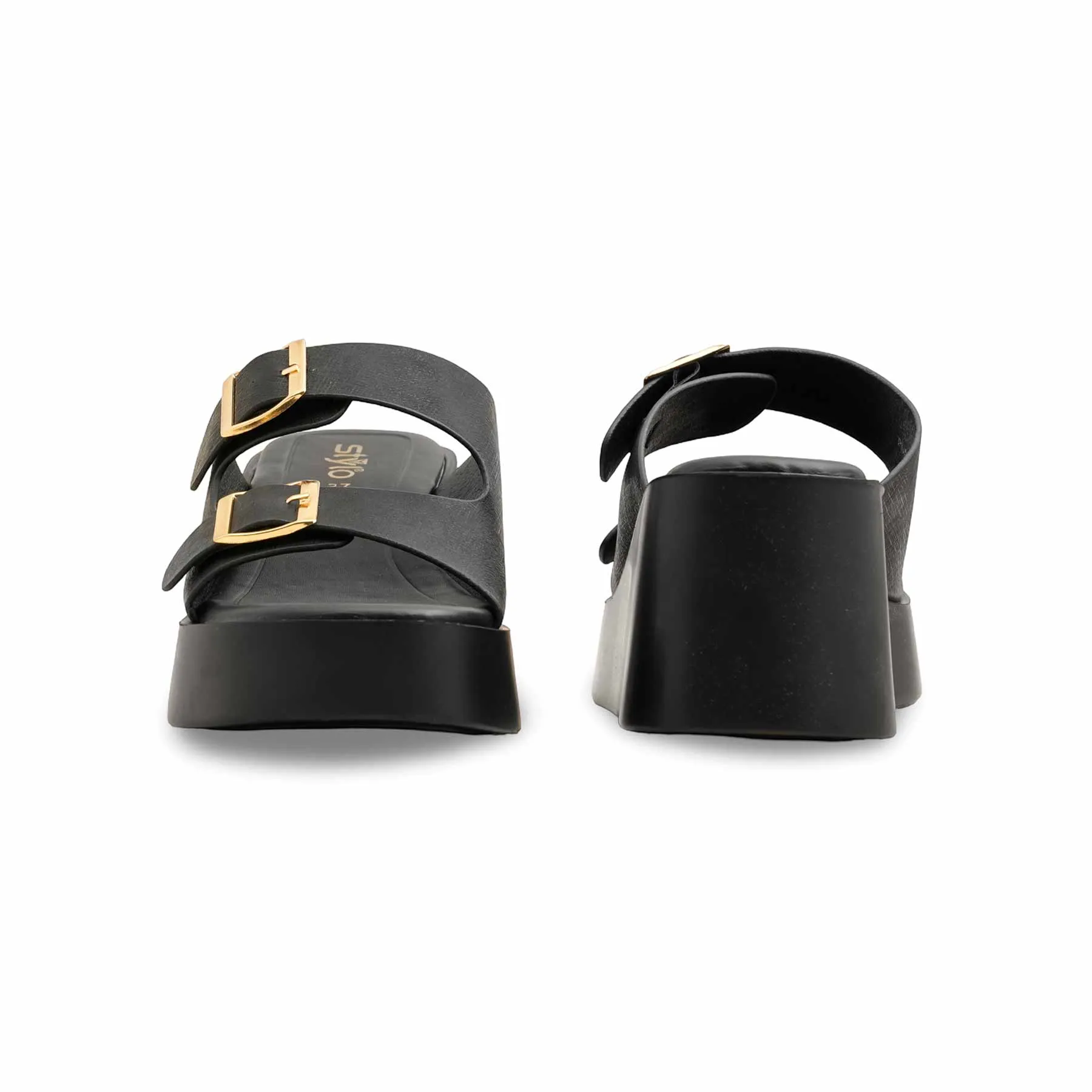 Black Formal Women Slipper PU0390 Flex Groove Tech Resilient Outsole