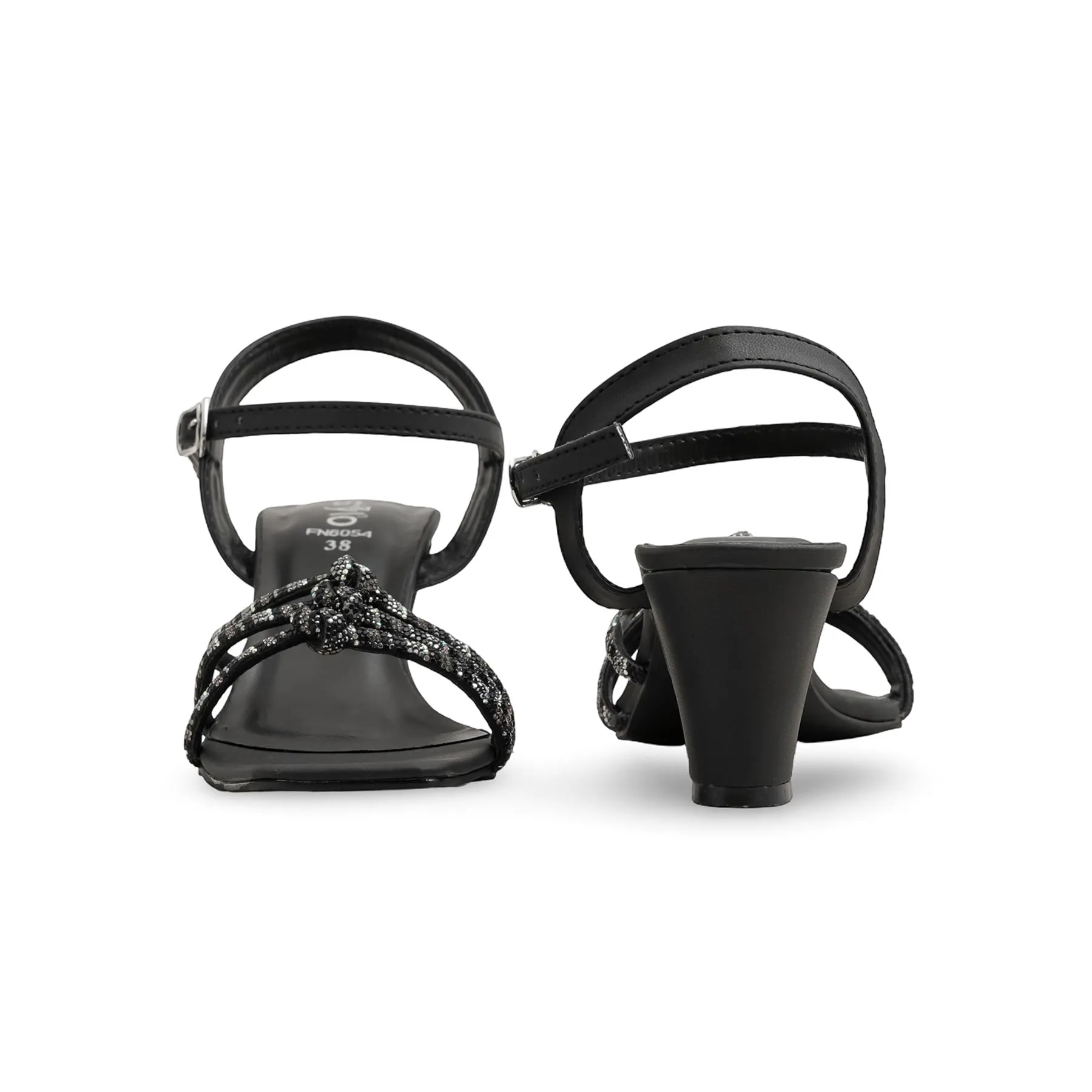 Black Fancy Sandal FN6054 Spring Spark Timeless Fashion