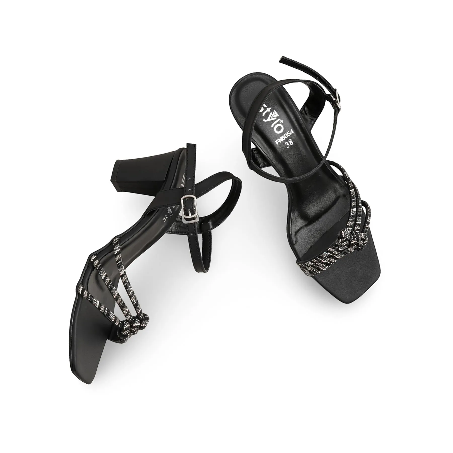 Glam Sandals High Heel Black Fancy Sandal FN6054