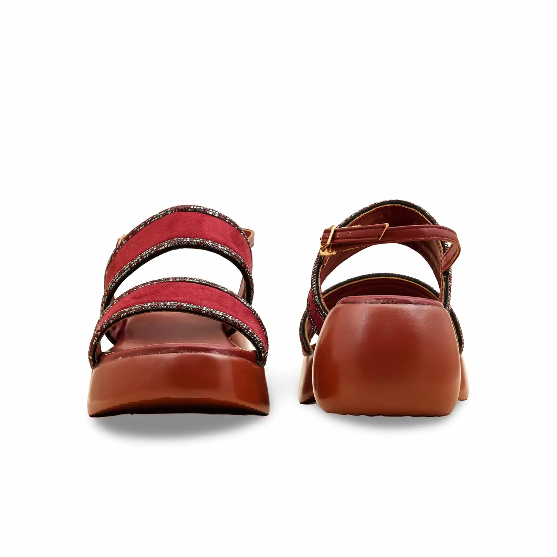All-Weather Design Maroon Formal Women Sandal PU0594