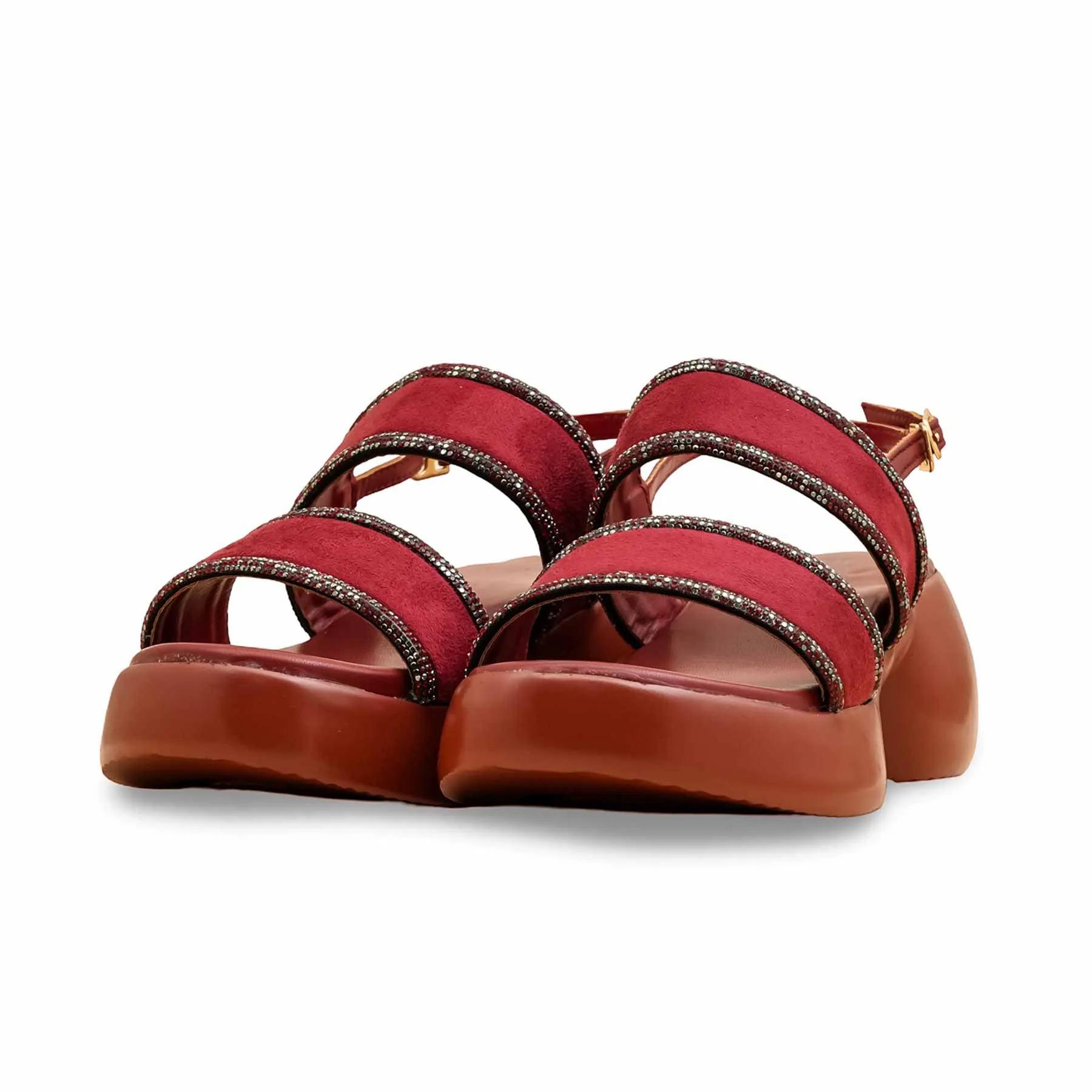 Maroon Formal Women Sandal PU0594 swimmers Chunky