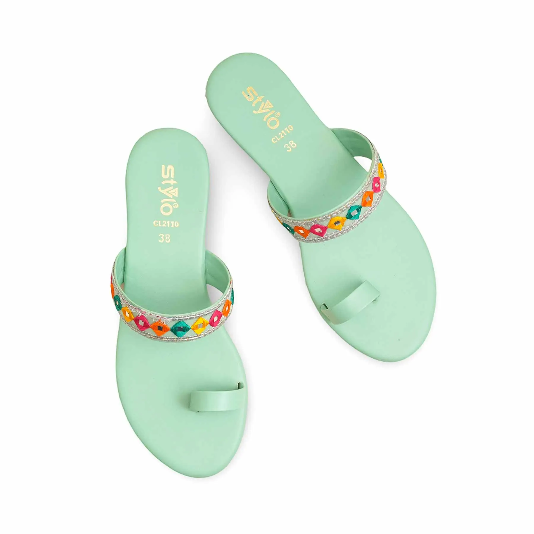 Aqua Green Casual Chappal CL2110 Versatile Design Library Glow