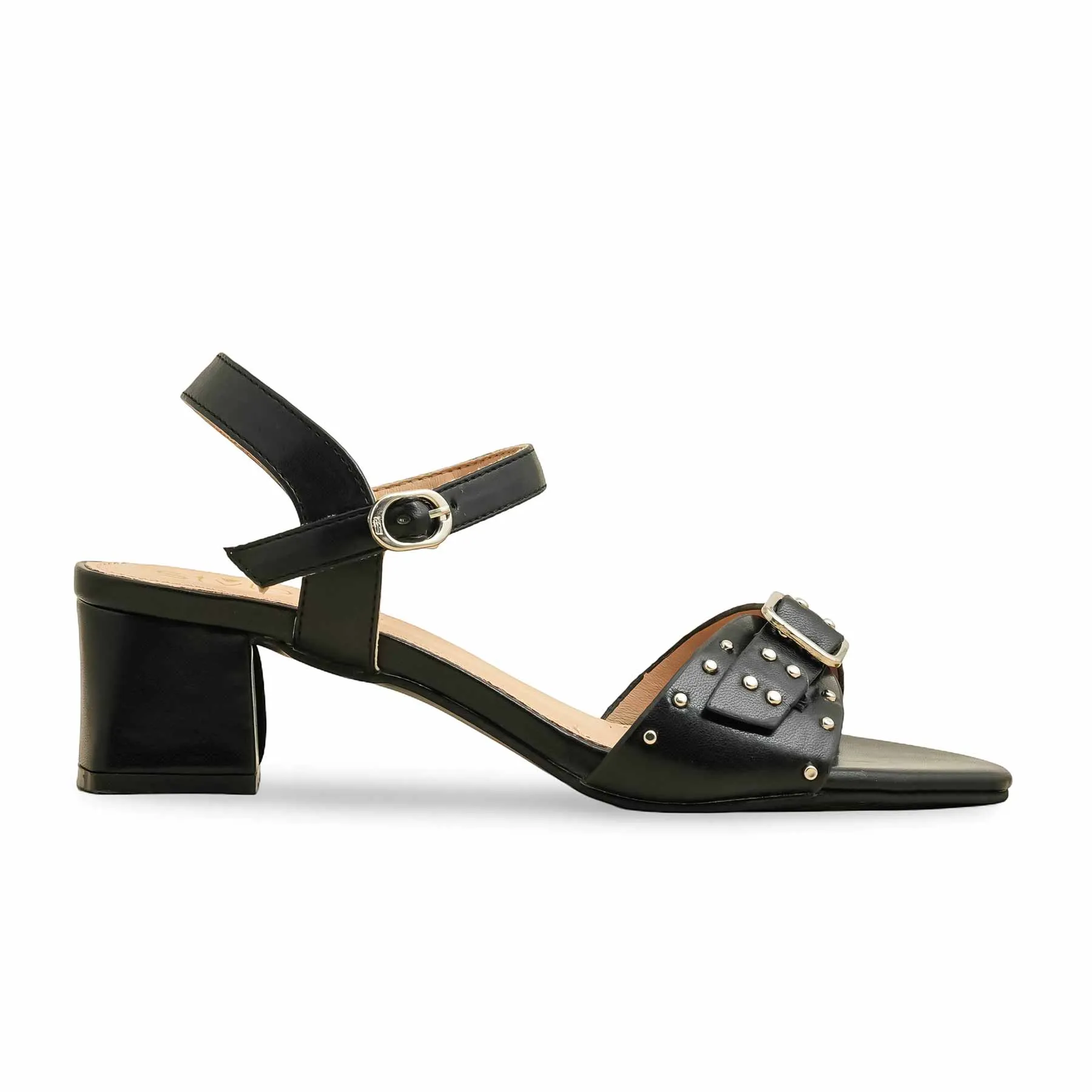 Smooth Finish City Proof Black Formal Sandal For Women FR5424