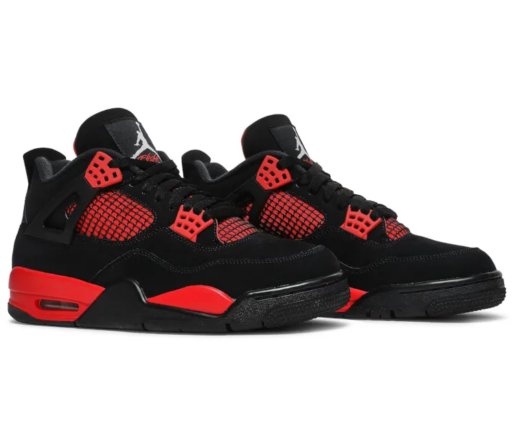Tread Pattern Abrasion Resistant Outsole Men's Nike Air Jordan 4 Retro (Red Thunder)