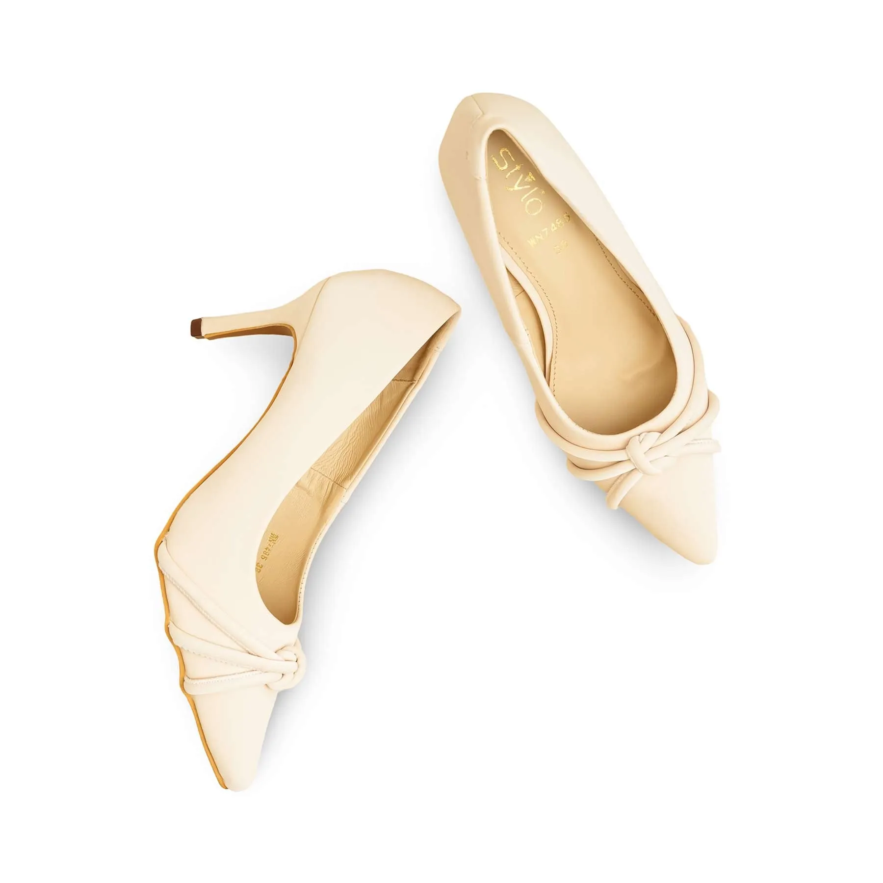 Beige Court Shoes WN7485 Sleek Pumps