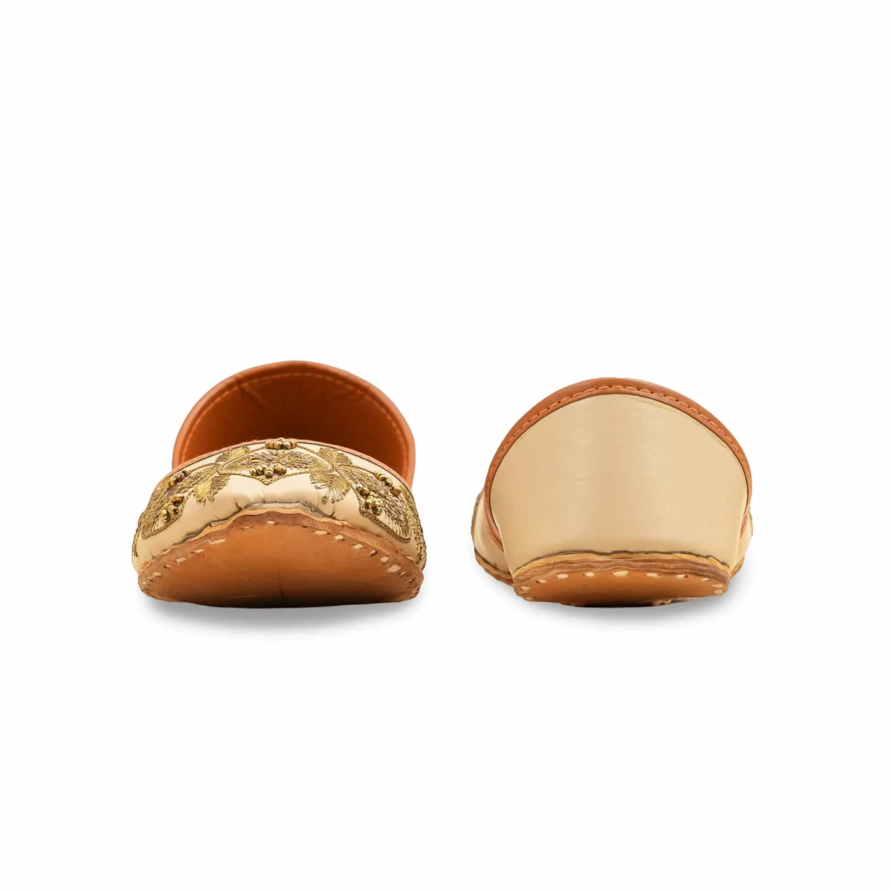 Beige Ethnic Khusa For Ladies EC8603 Moisture Wicking Liner Torsional Stability Feature