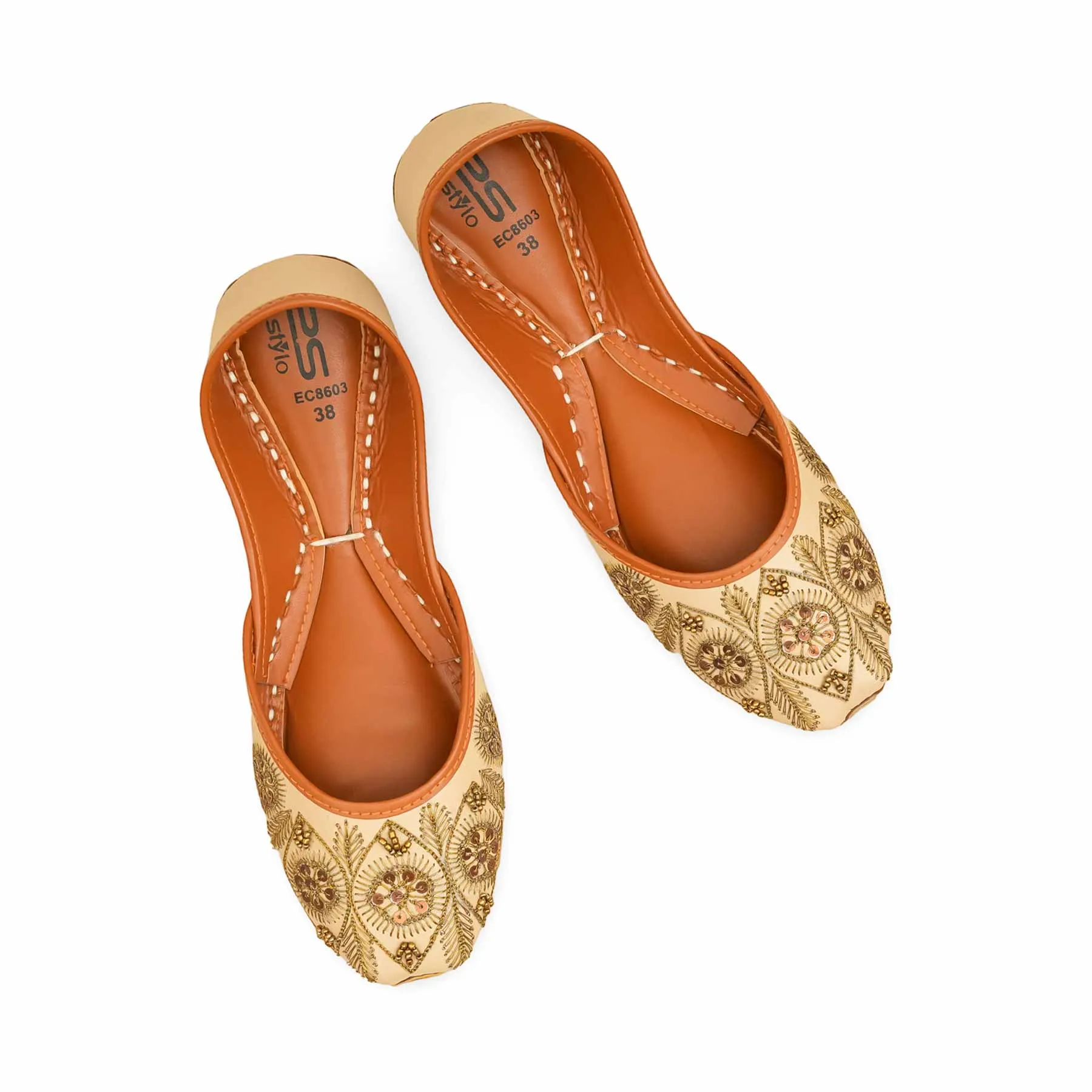 Lightweight Ease Ultra Responsive Foam Beige Ethnic Khusa For Ladies EC8603