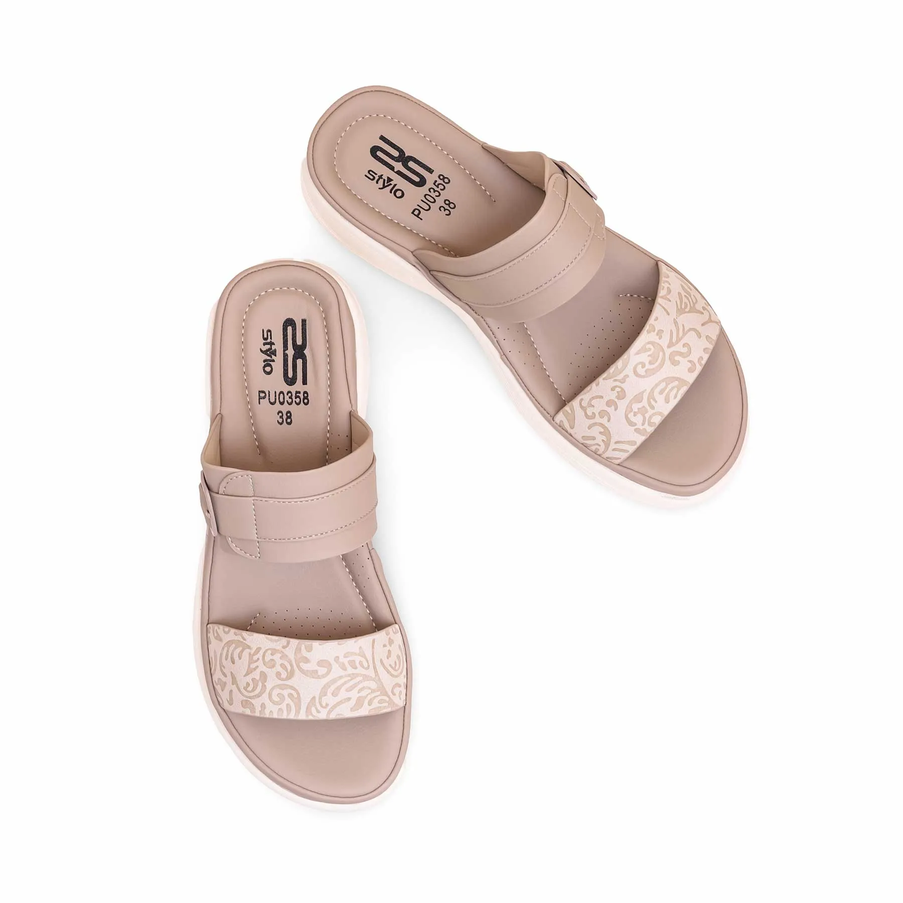 Perfect Lines Open Toe Sandals Beige Formal Slipper PU0358
