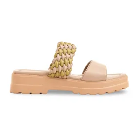 Beige Formal Slipper PU0527 Practical Heel