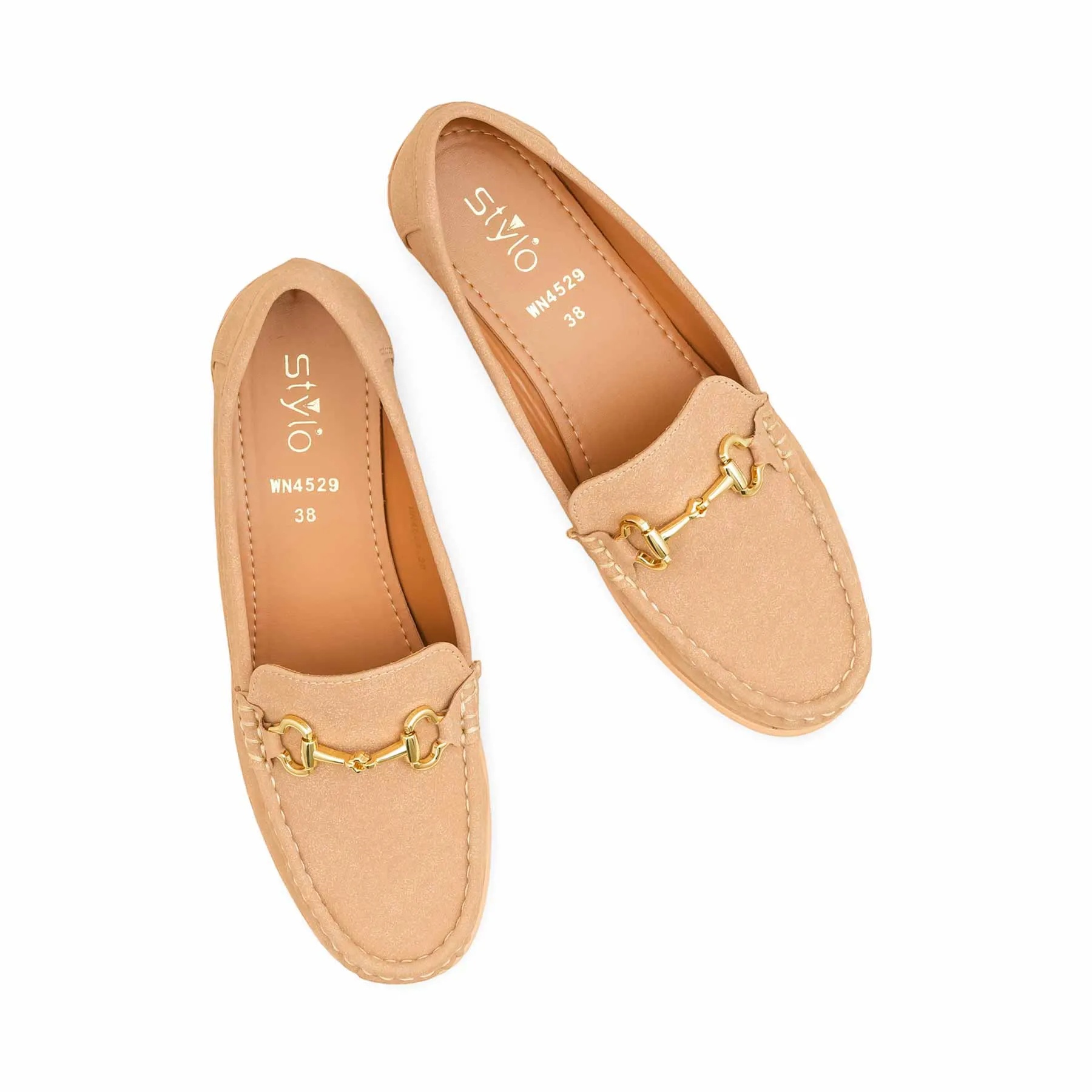 Breathable mesh Elegant Step Beige Moccasin For Ladies WN4529