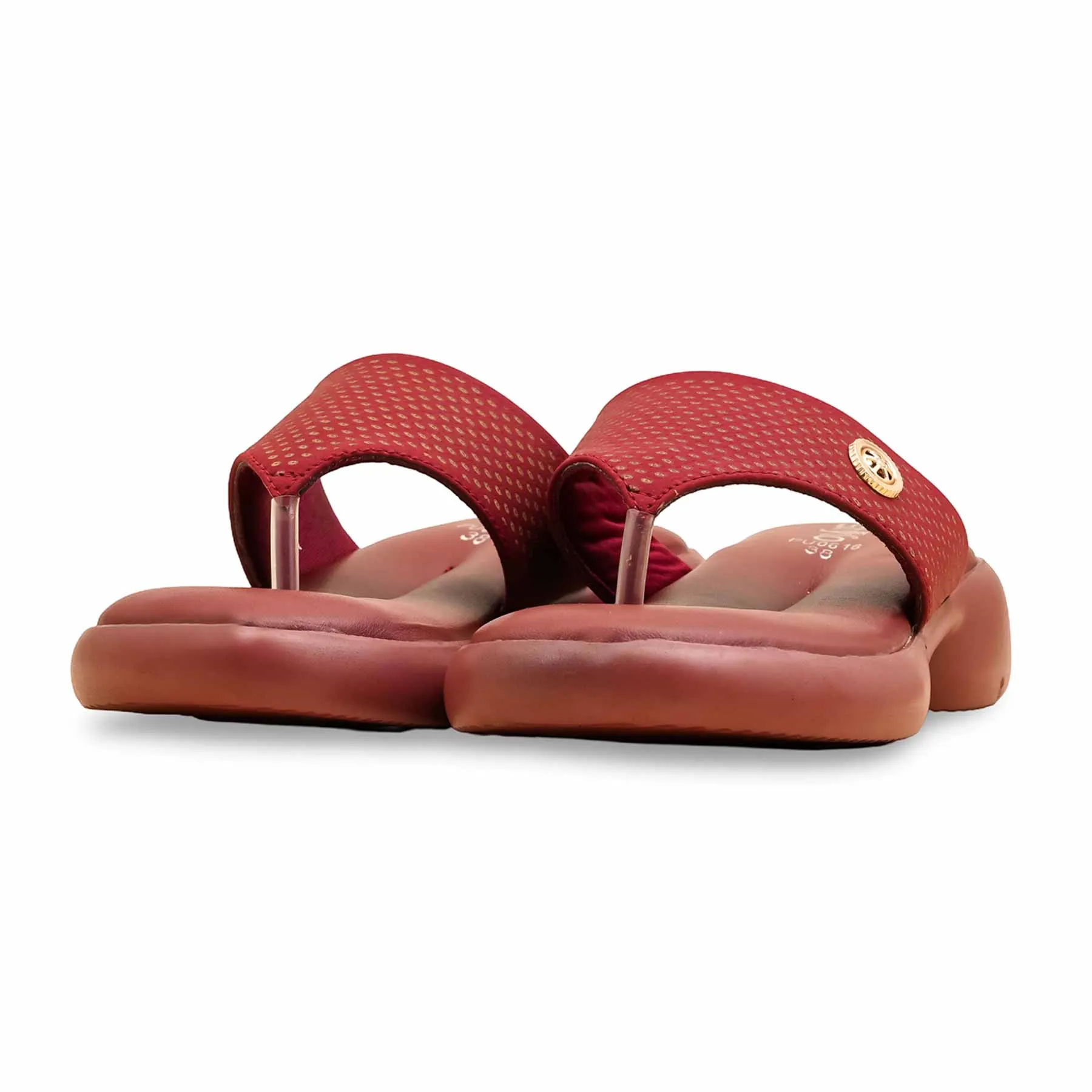 Maroon Formal Chappal For Ladies PU0616 Versatile Heel