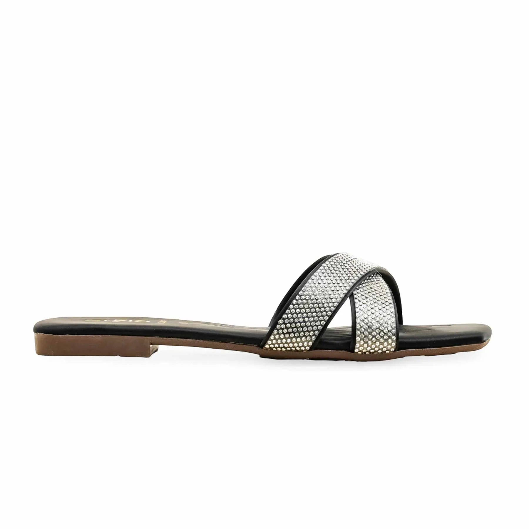 Dance Floor Adjustable Black Casual Slipper CL2097