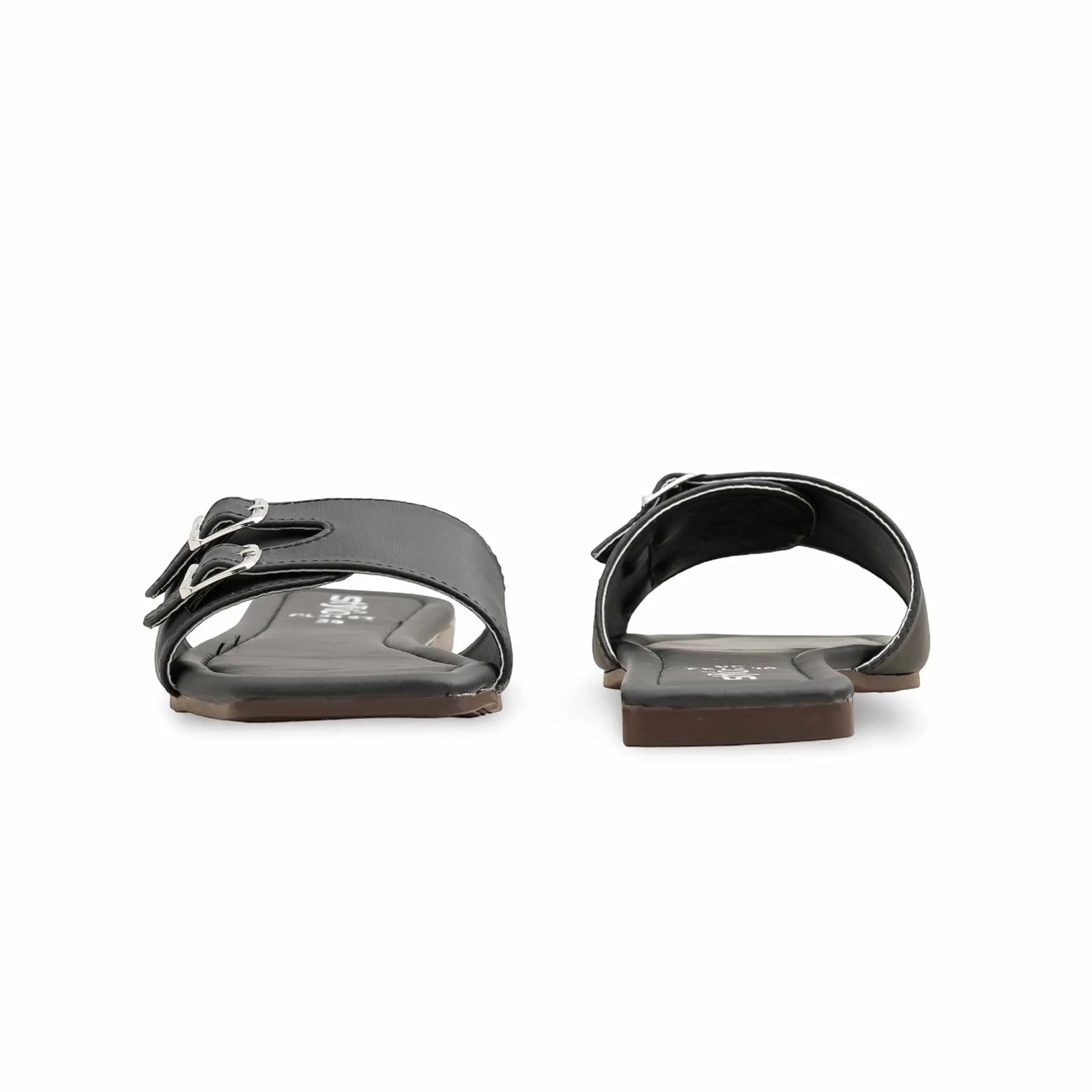 Black Casual Slipper CL2123 Minimalist Design Comfortable Cushion