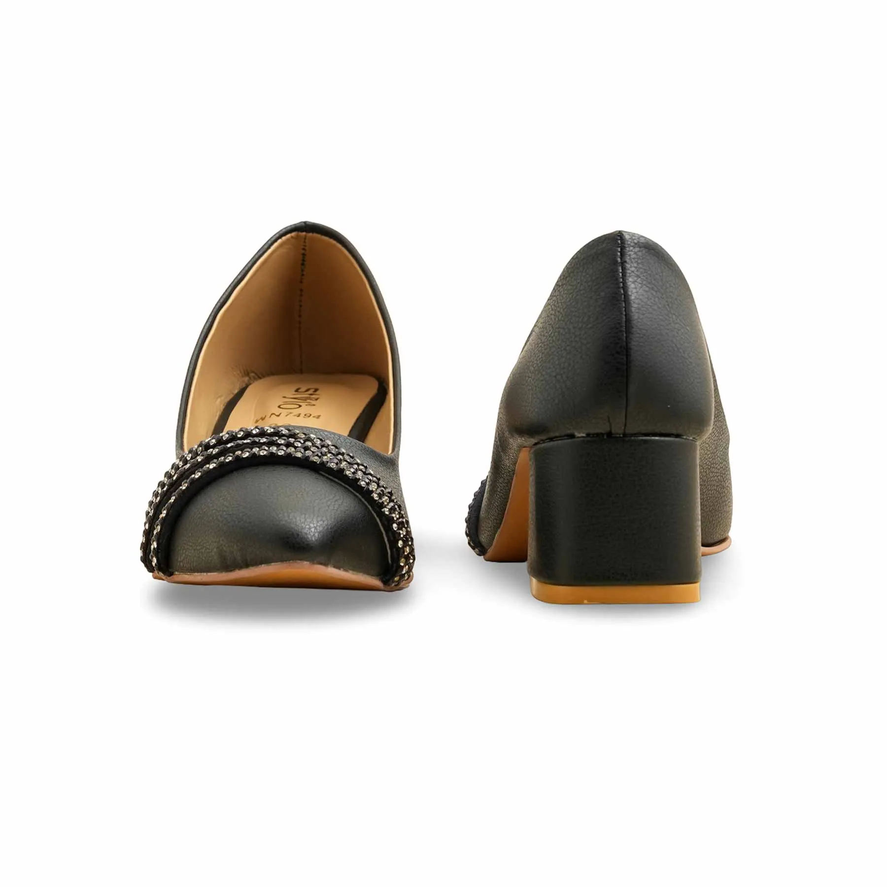 Paris Vibe Formal Heels Black Court Shoes For Ladies WN7494