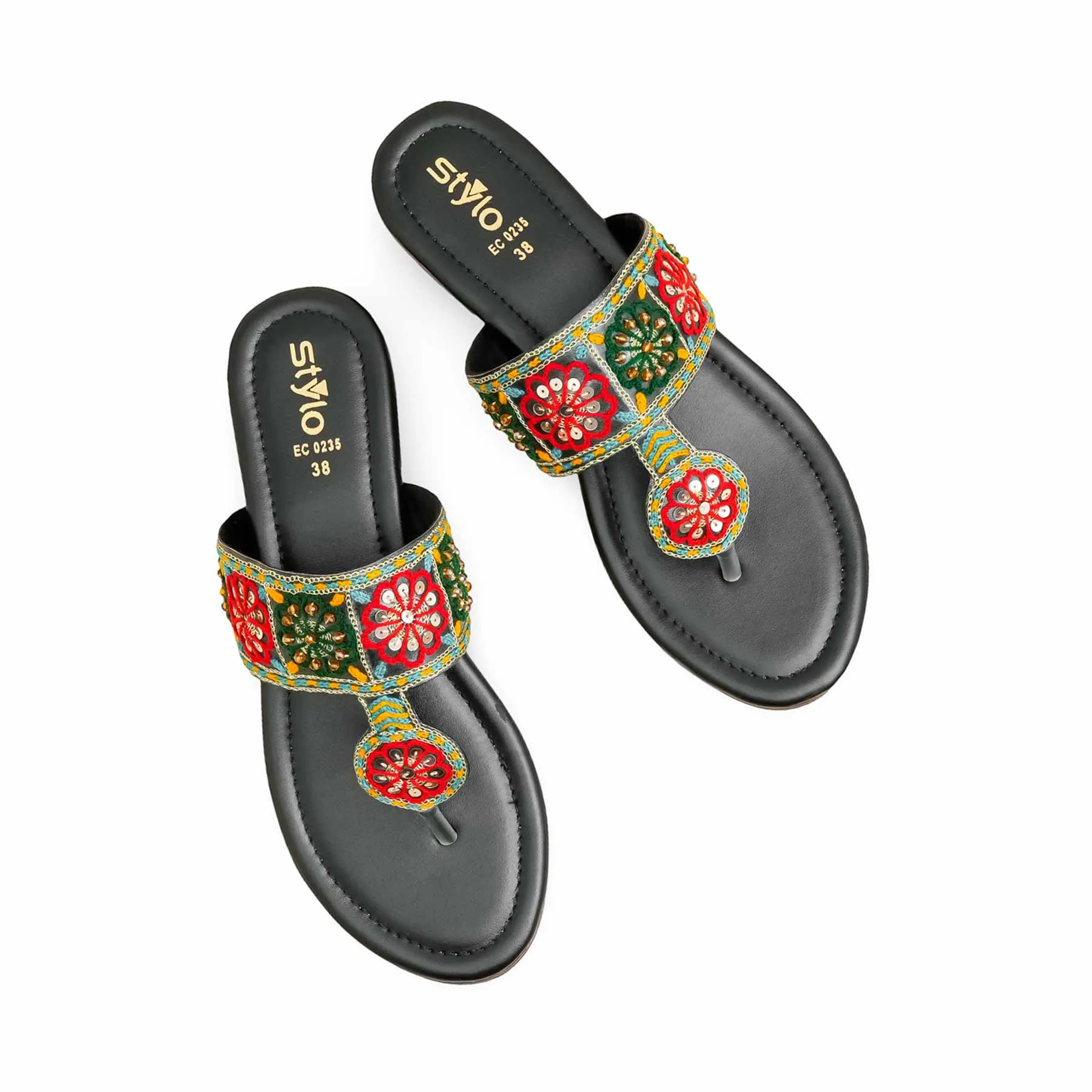 Black Ethnic Chappal EC0235 Cozy Cushioning Functional