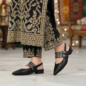 Black Fancy Bridal Back Open WN5433 Stylish Pumps