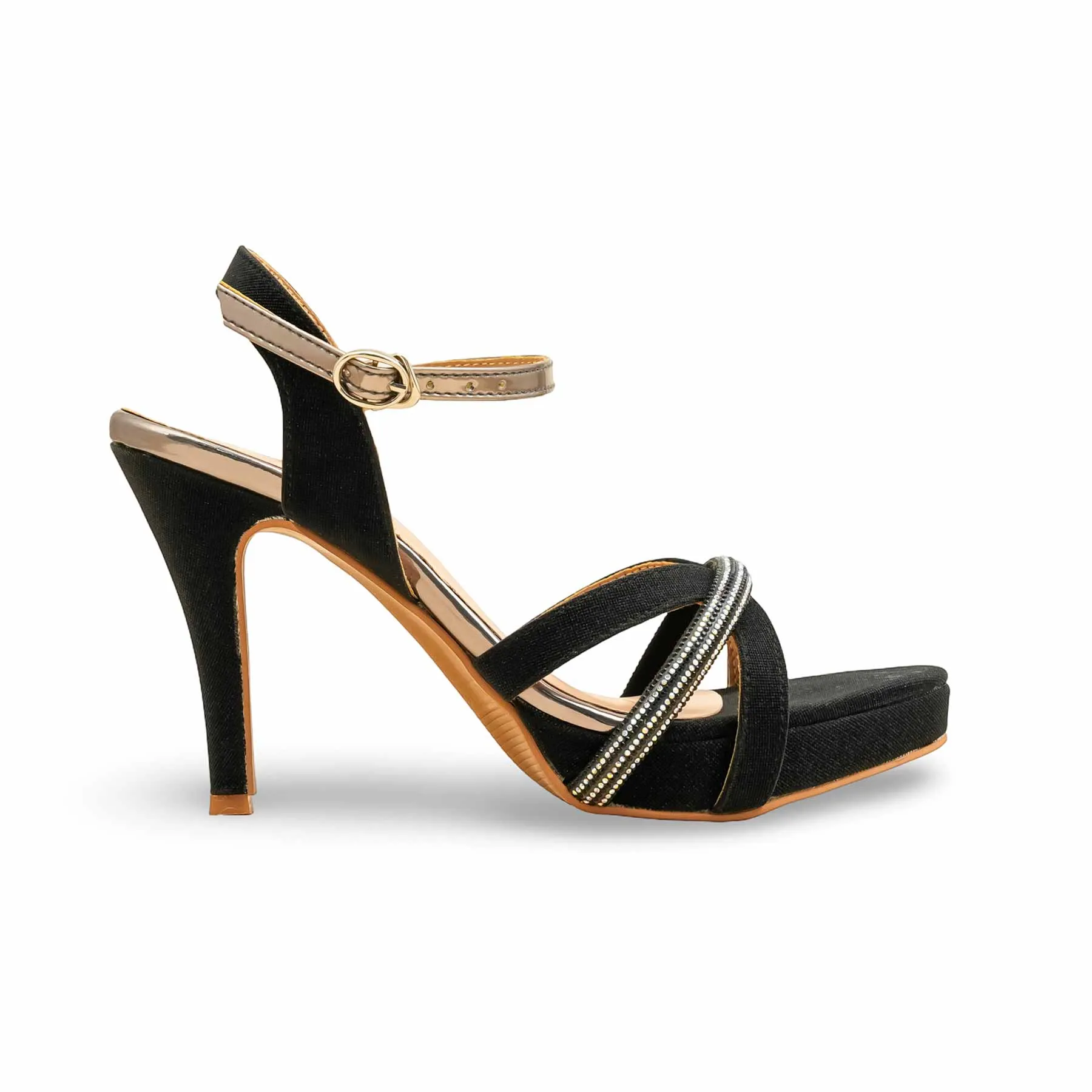 Ankle Loop Black Fancy Bridal Sandal FN6220