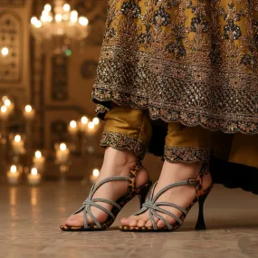 Black Fancy Bridal Sandal FN6238 Luxury Sandals Comfy Dress Shoes