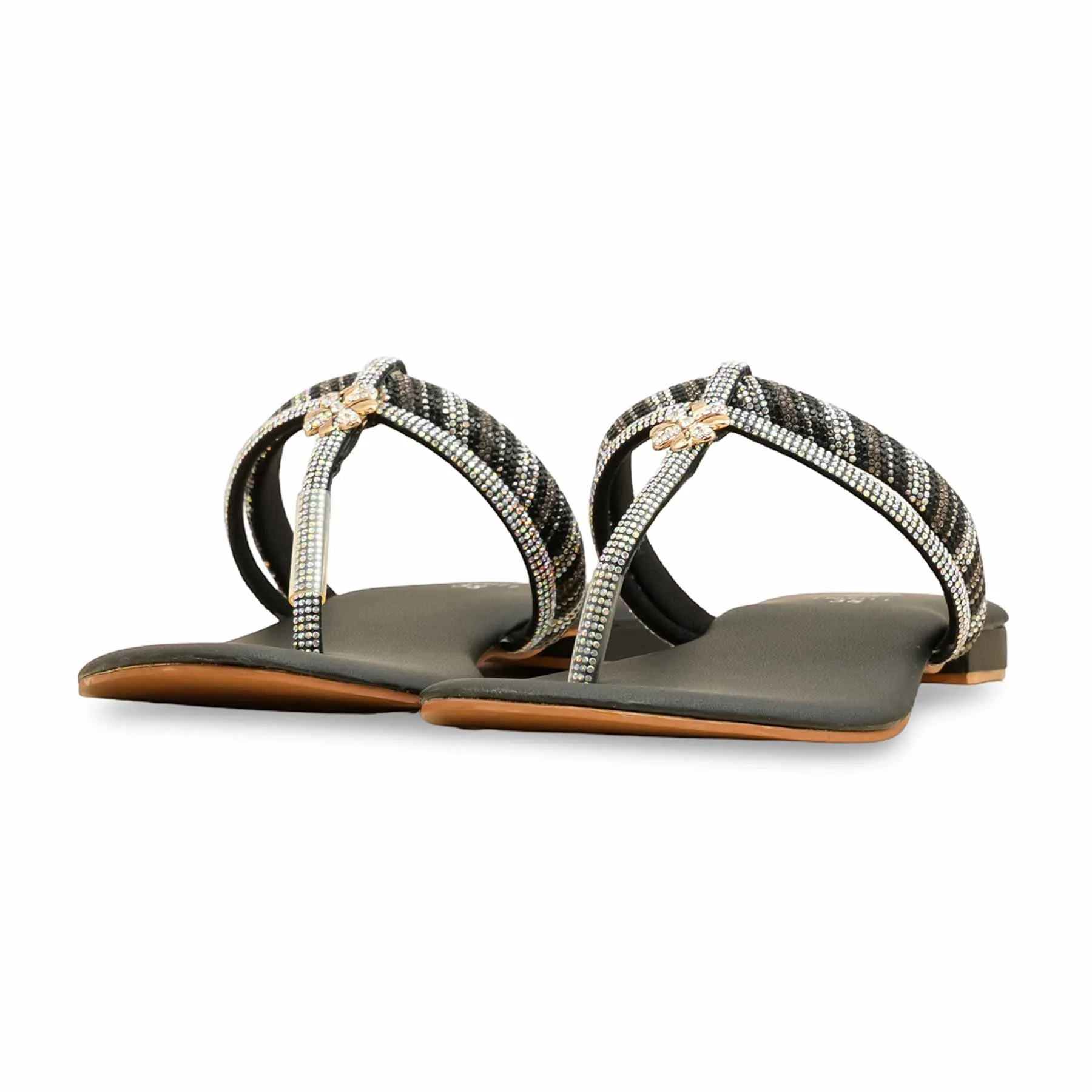 Lesson Step Relaxed Sole Black Fancy Chappal FN0811