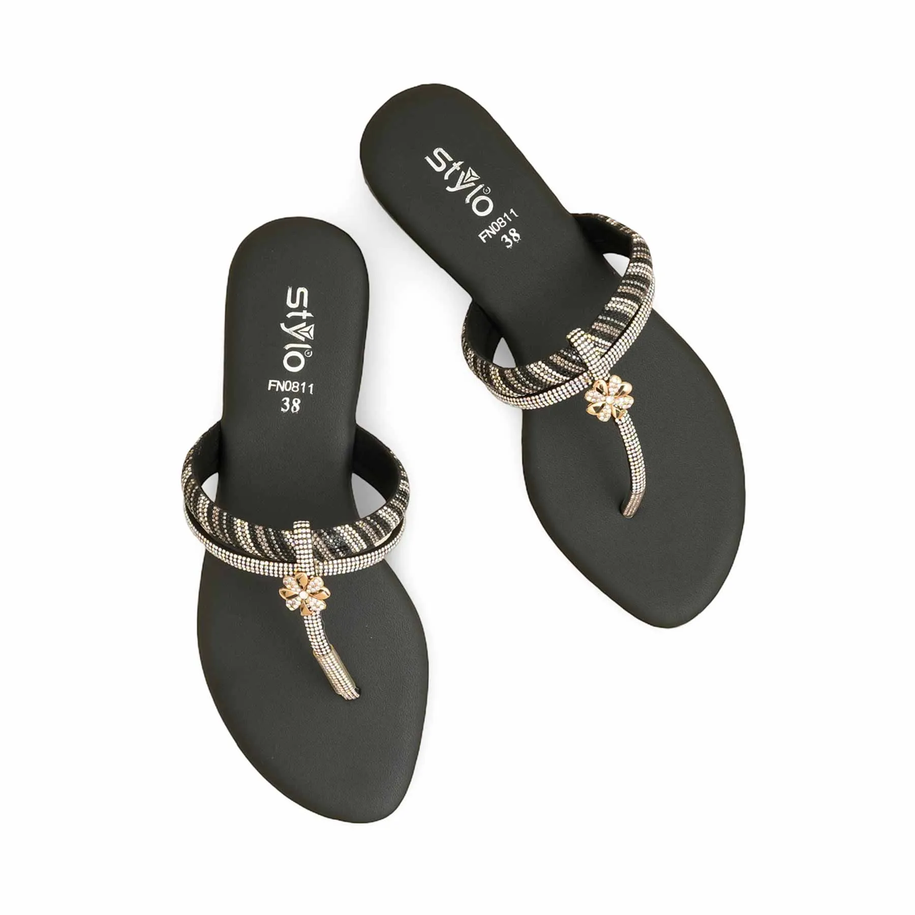 Black Fancy Chappal FN0811 Lagoon Glow