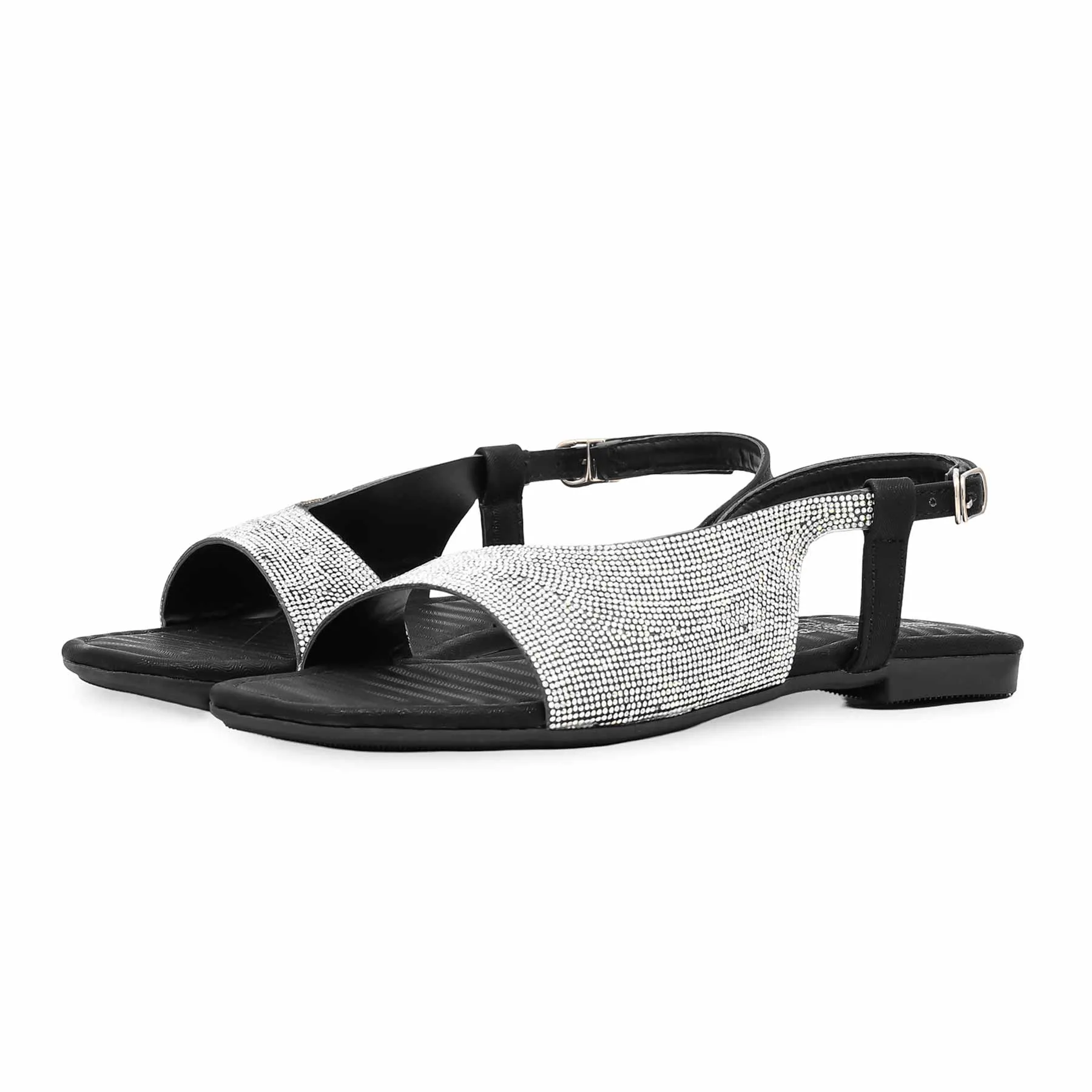 Black Fancy Sandal FN5991 Functional Flats
