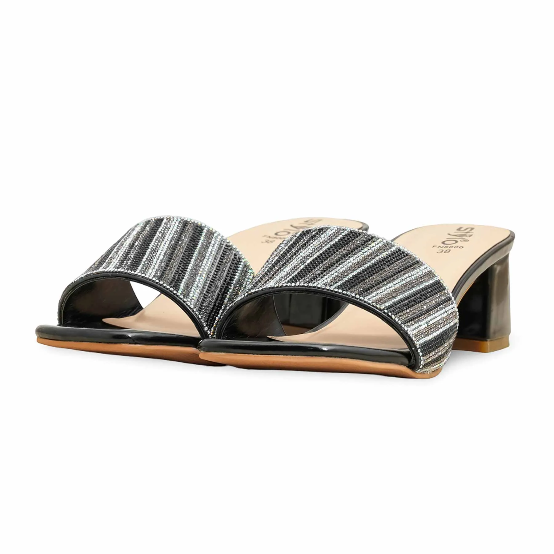 Black Fancy Slipper FN8000 Standout Design Zip Close