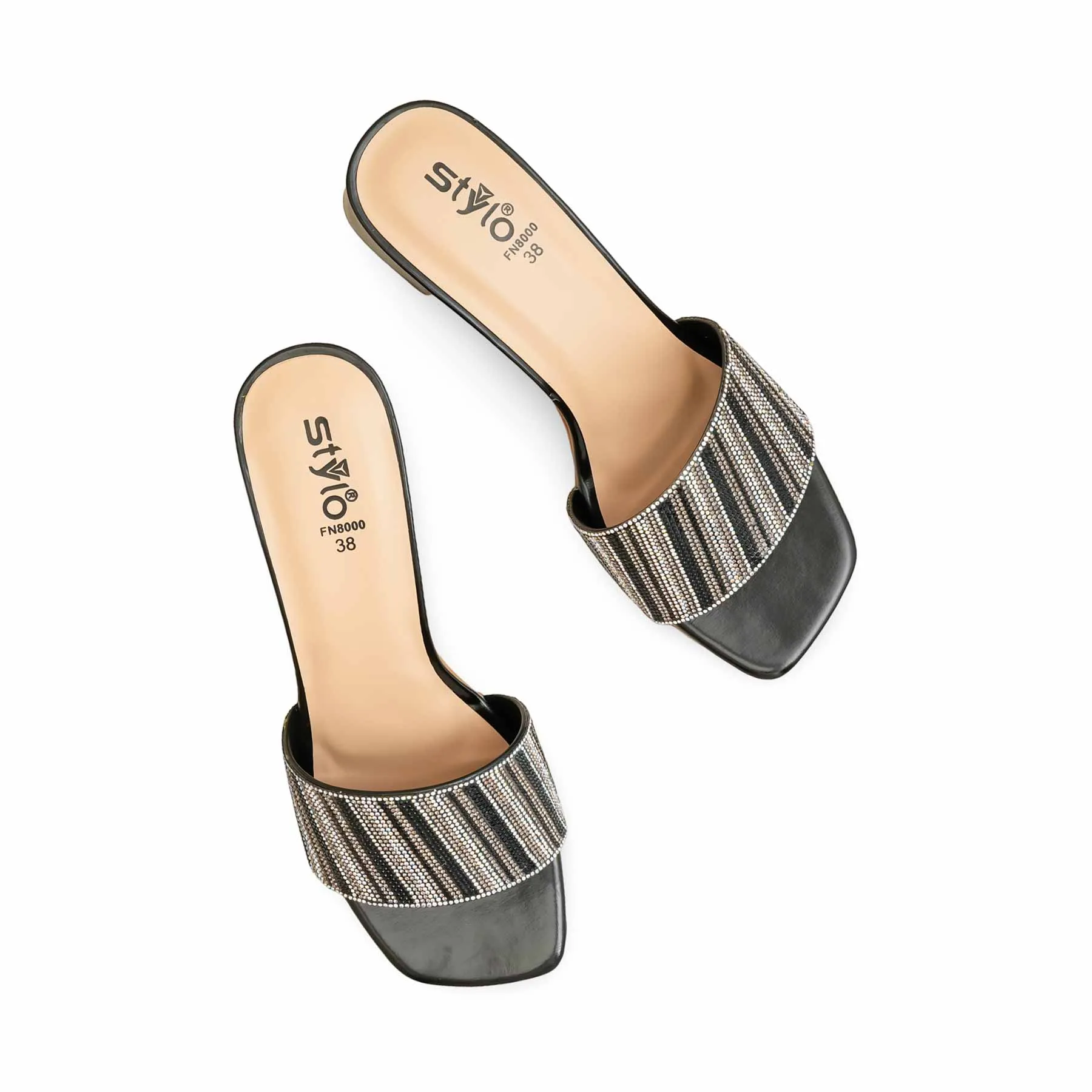 Slim Step Black Fancy Slipper FN8000