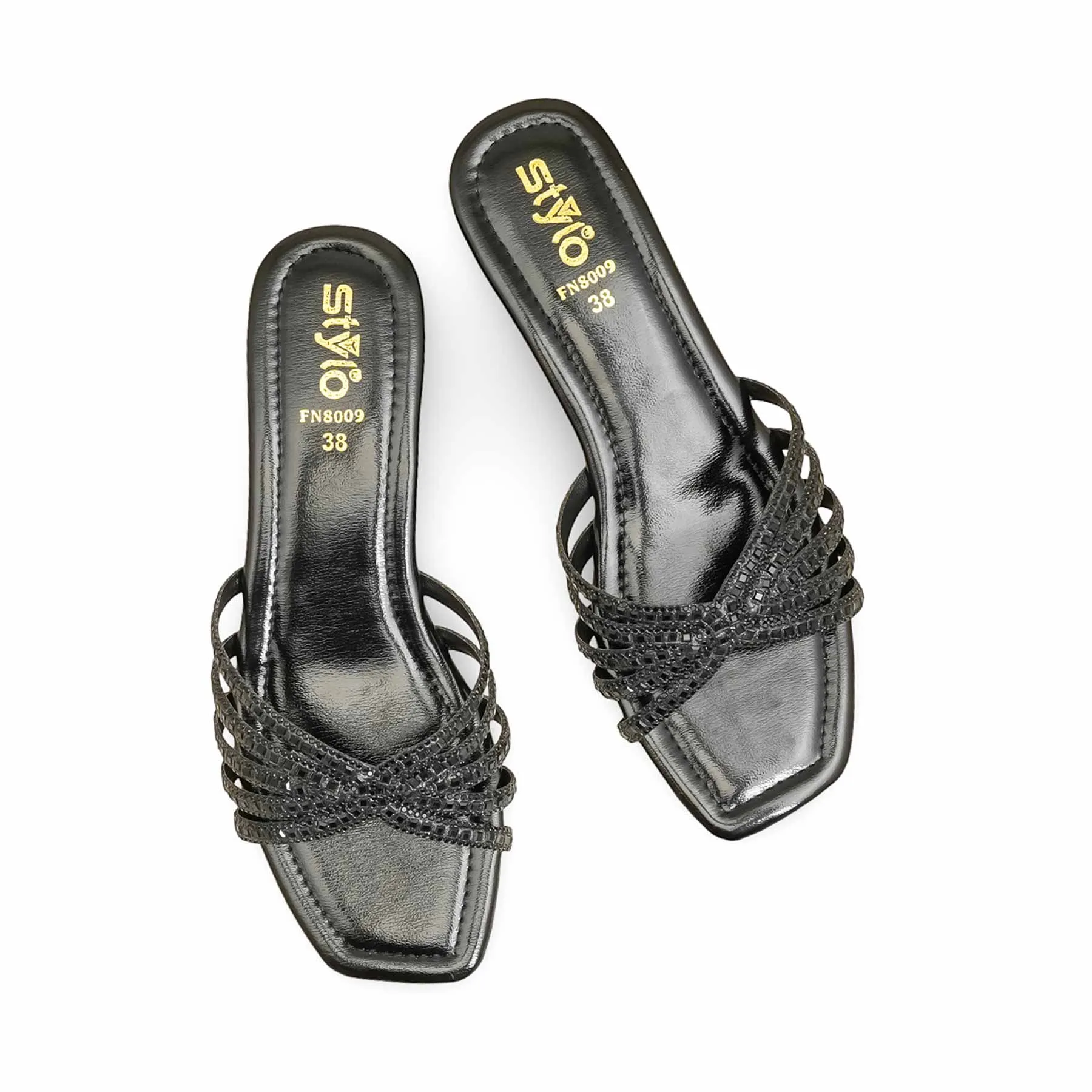 Black Fancy Slipper For Ladies FN8009 Bespoke Fit