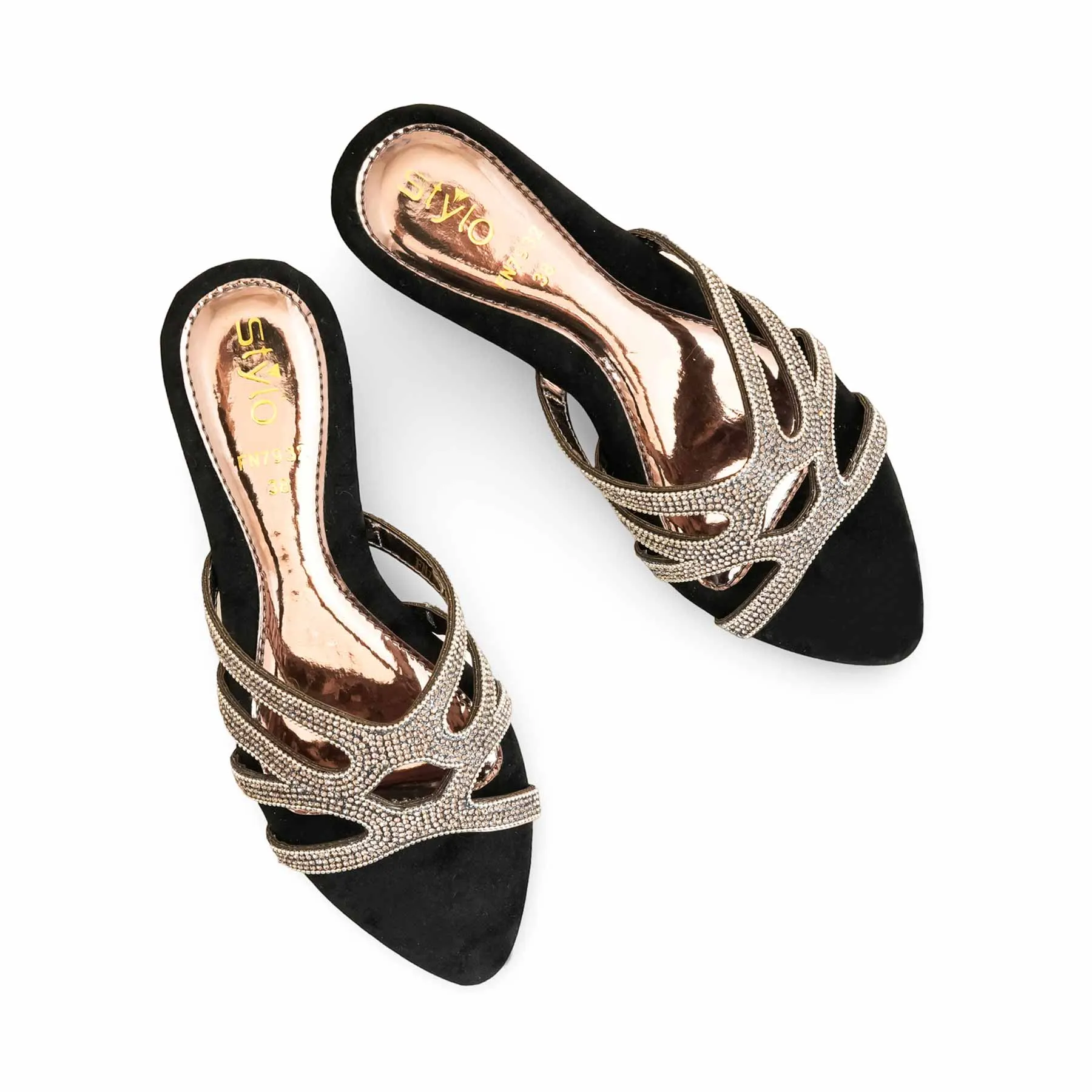 Black Fancy Slipper For Women FN7932 Pose Time