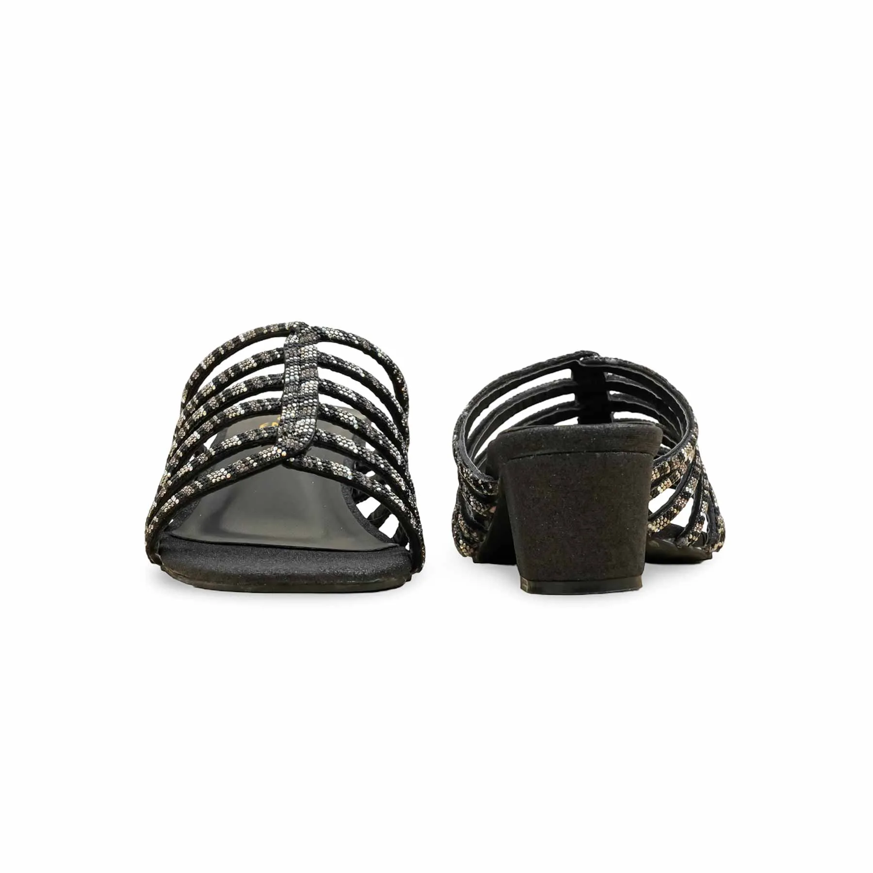 Open Toe Pumps Bold Statement Black Fancy Slipper For Women FN7979