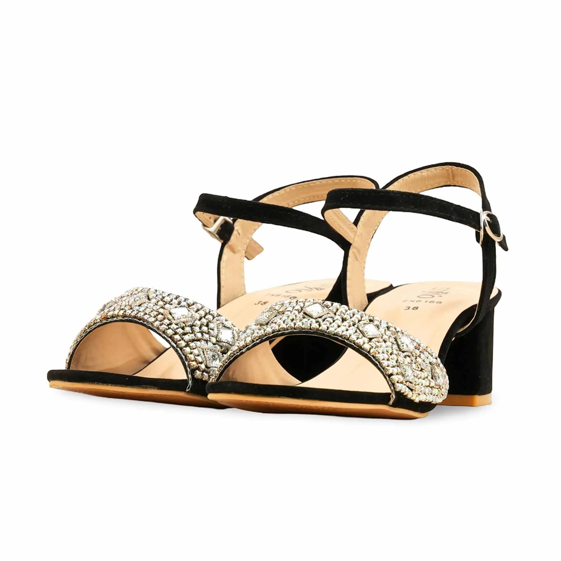 Effortless Style Black Fancy Women Sandal FN6166
