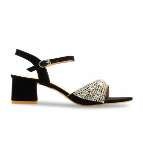 Walk Confidently Black Fancy Women Sandal FN6166