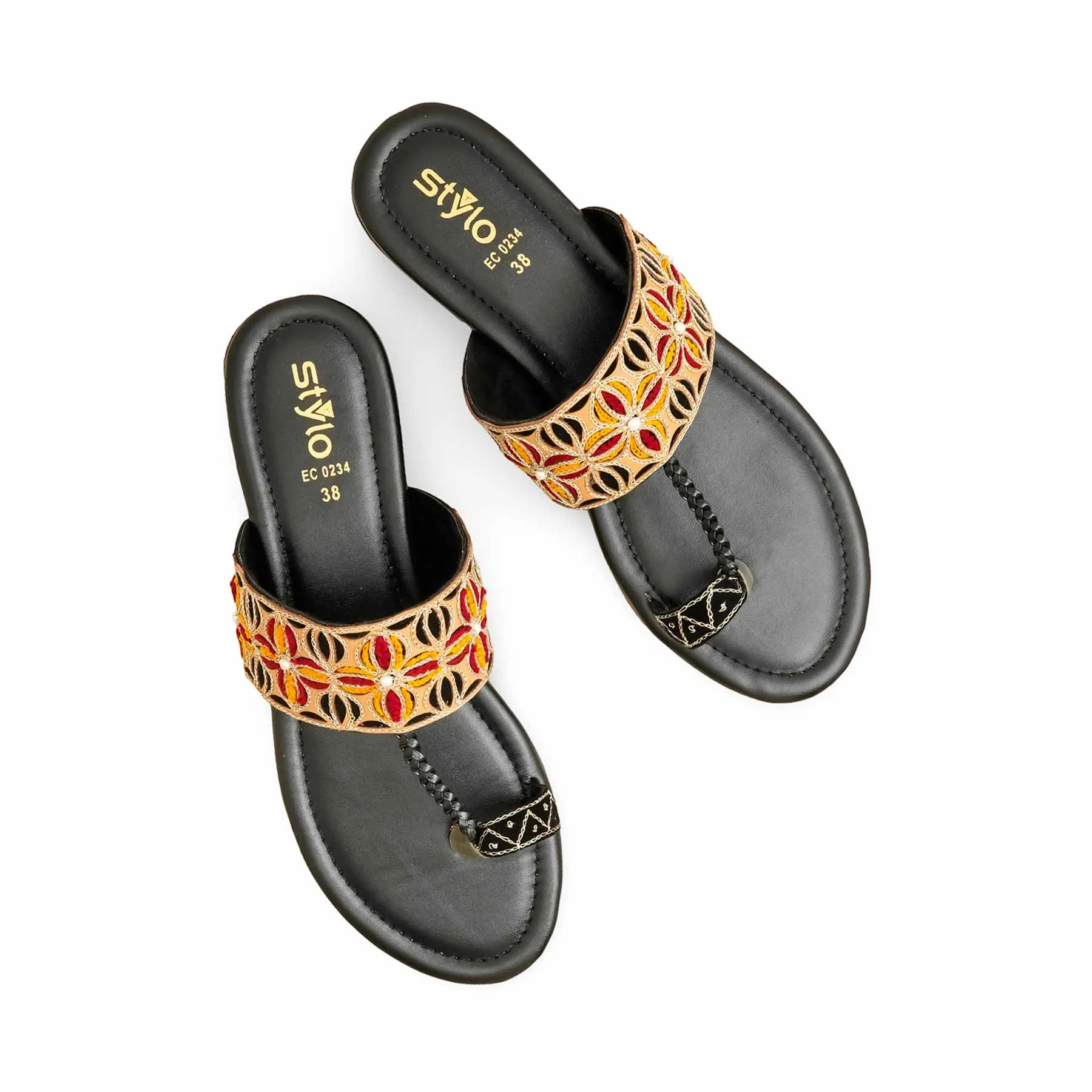 Black Formal Chappal For Ladies EC0234 Recycle Safe