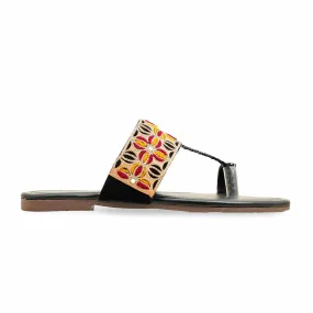 Black Formal Chappal For Ladies EC0234 Toe Cap