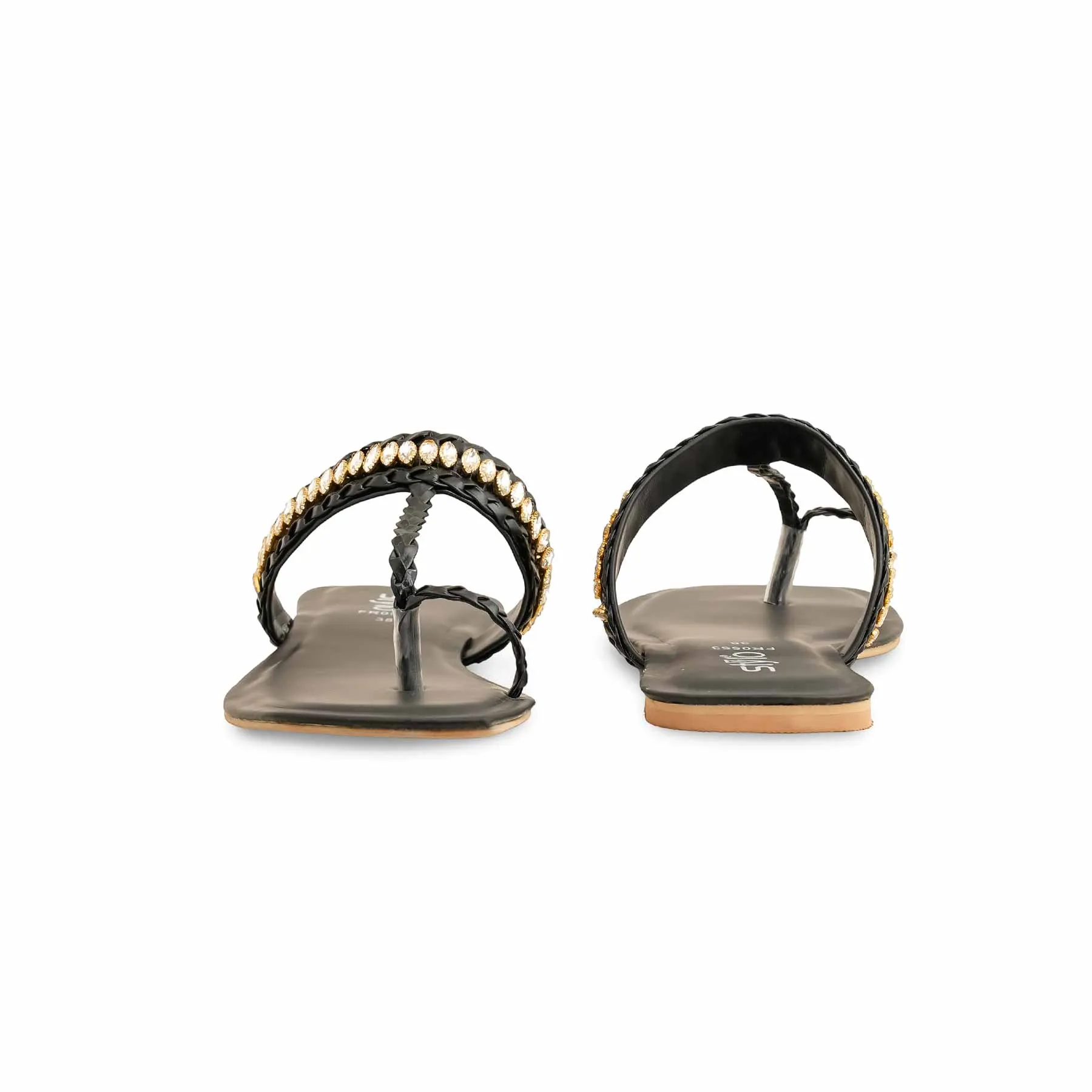 Black Formal Chappal For Ladies FR0563 Beach Walk Formal Style