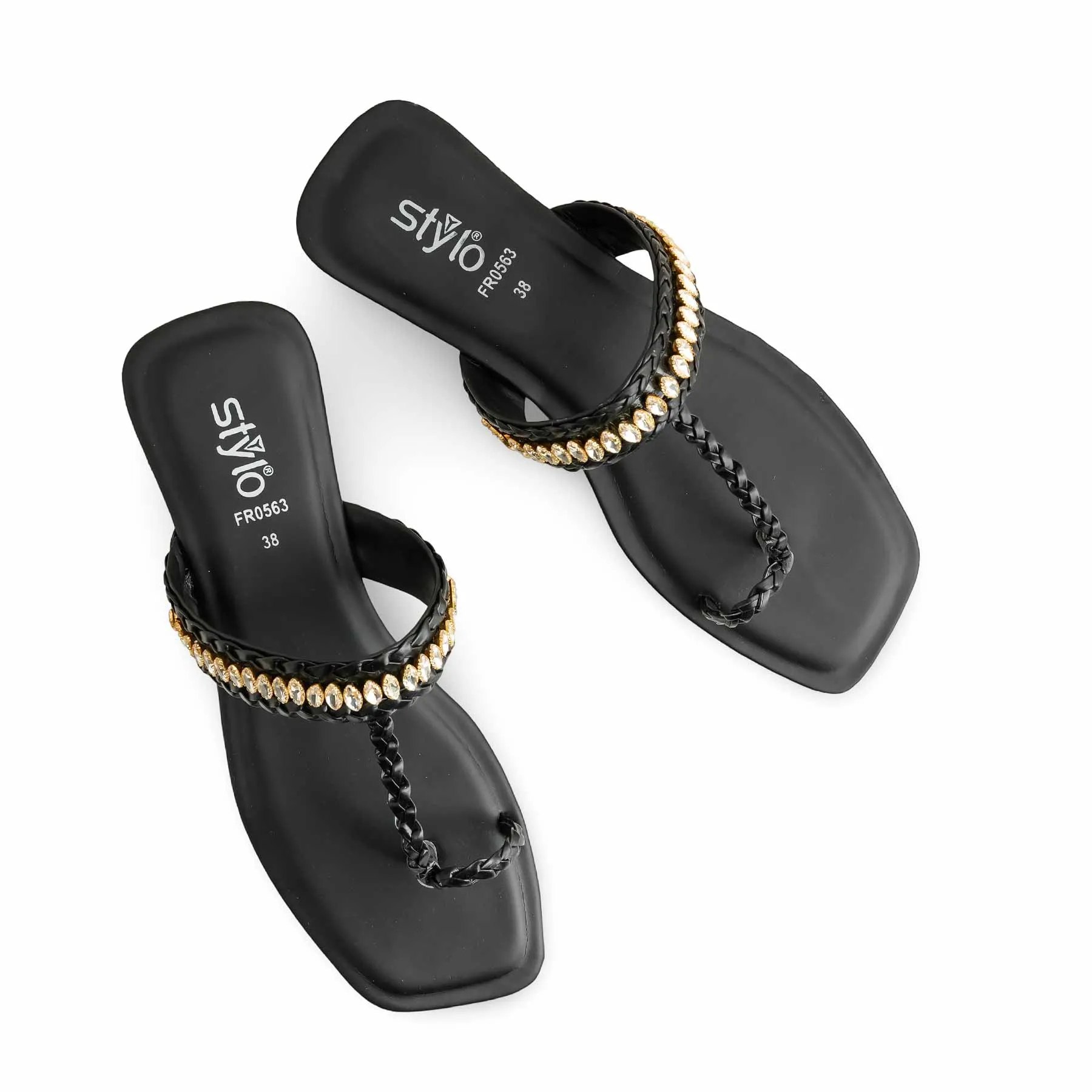 Wind Guard Black Formal Chappal For Ladies FR0563