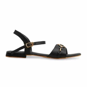 Leather Material Comfortable Slip Black Formal Sandal FR5463