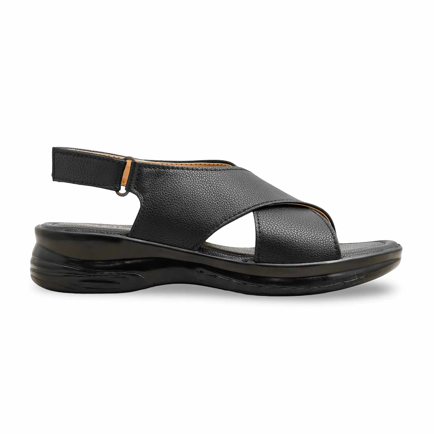 Effortless Style Open Toe Style Black Formal Sandal PU0588