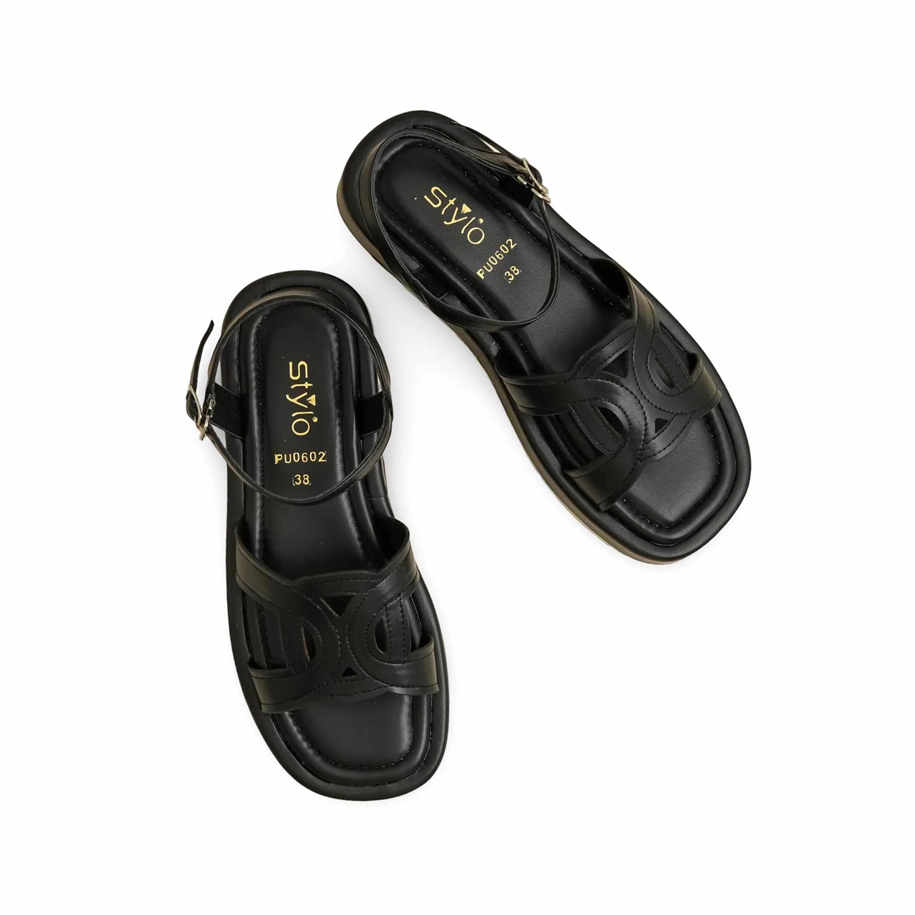 kids wear Slip-On Style Black Formal Sandal PU0602