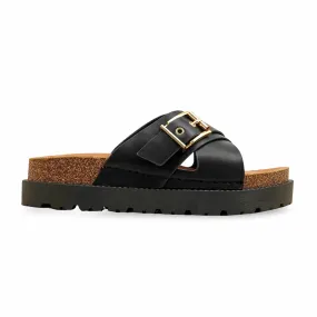 squash Shock - absorbing midsole Black Formal Slipper For Women PU0391