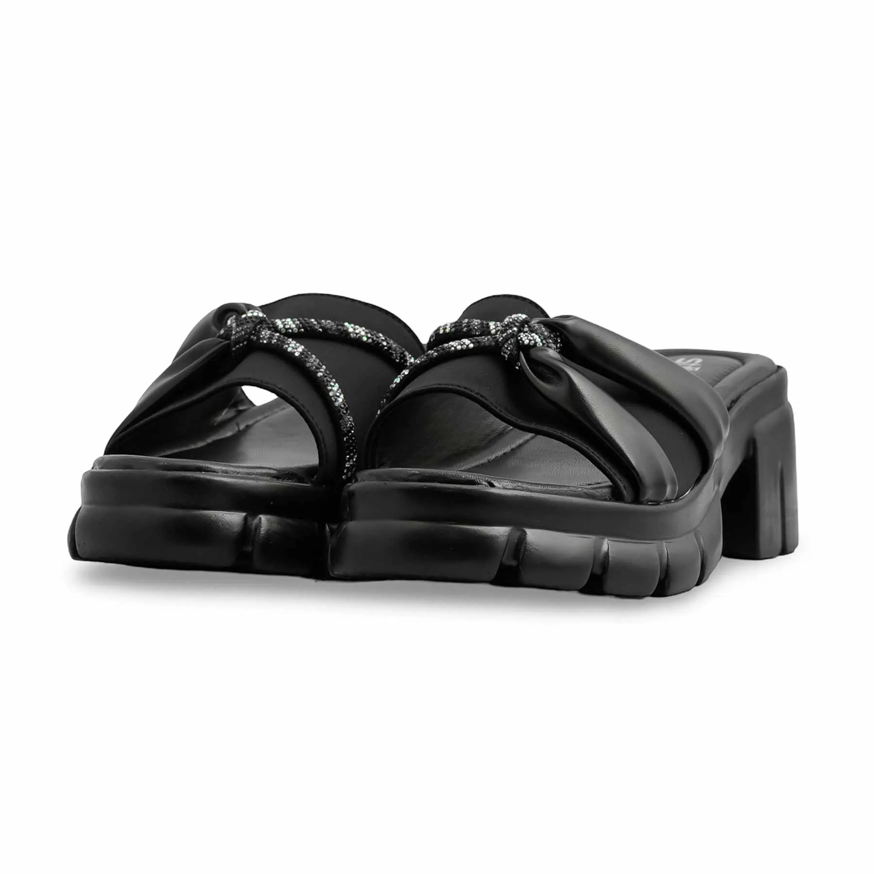 Gala Spark Chic Bride Black Formal Slipper PU0580