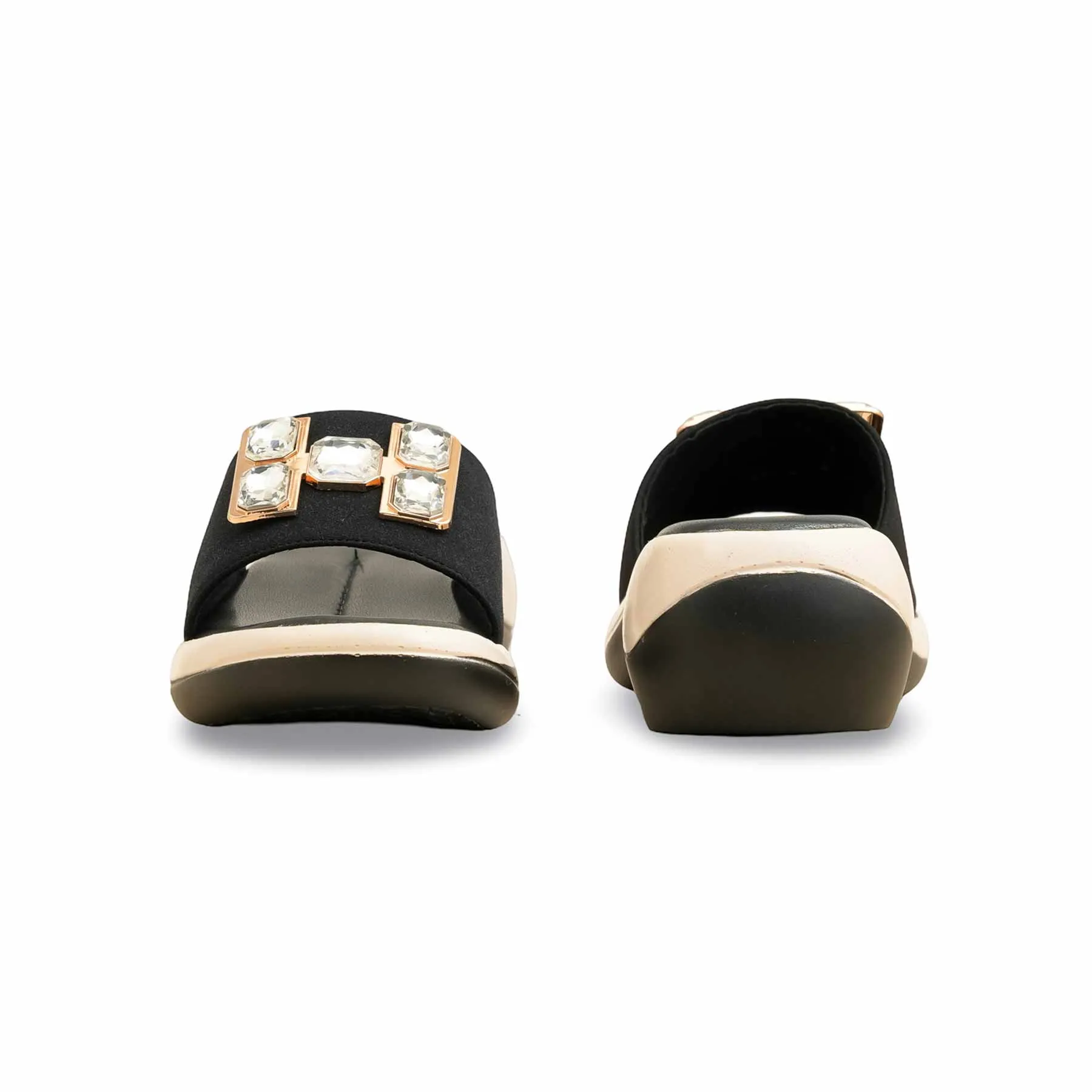 Main Path Sleek Construction Black Formal Slipper PU0614