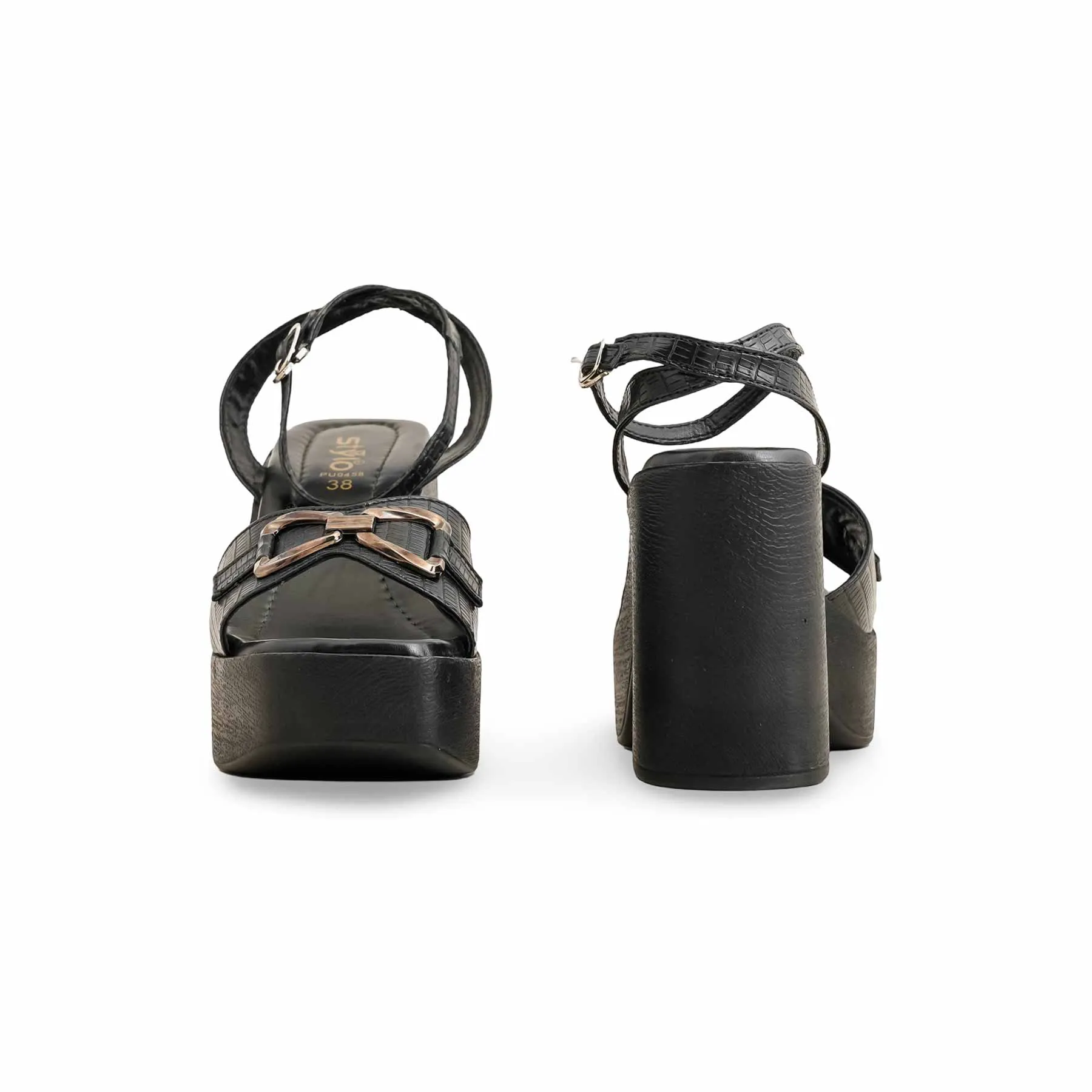 Black Formal Women Sandal PU0458 Sparkle Shine Trendy Shoes