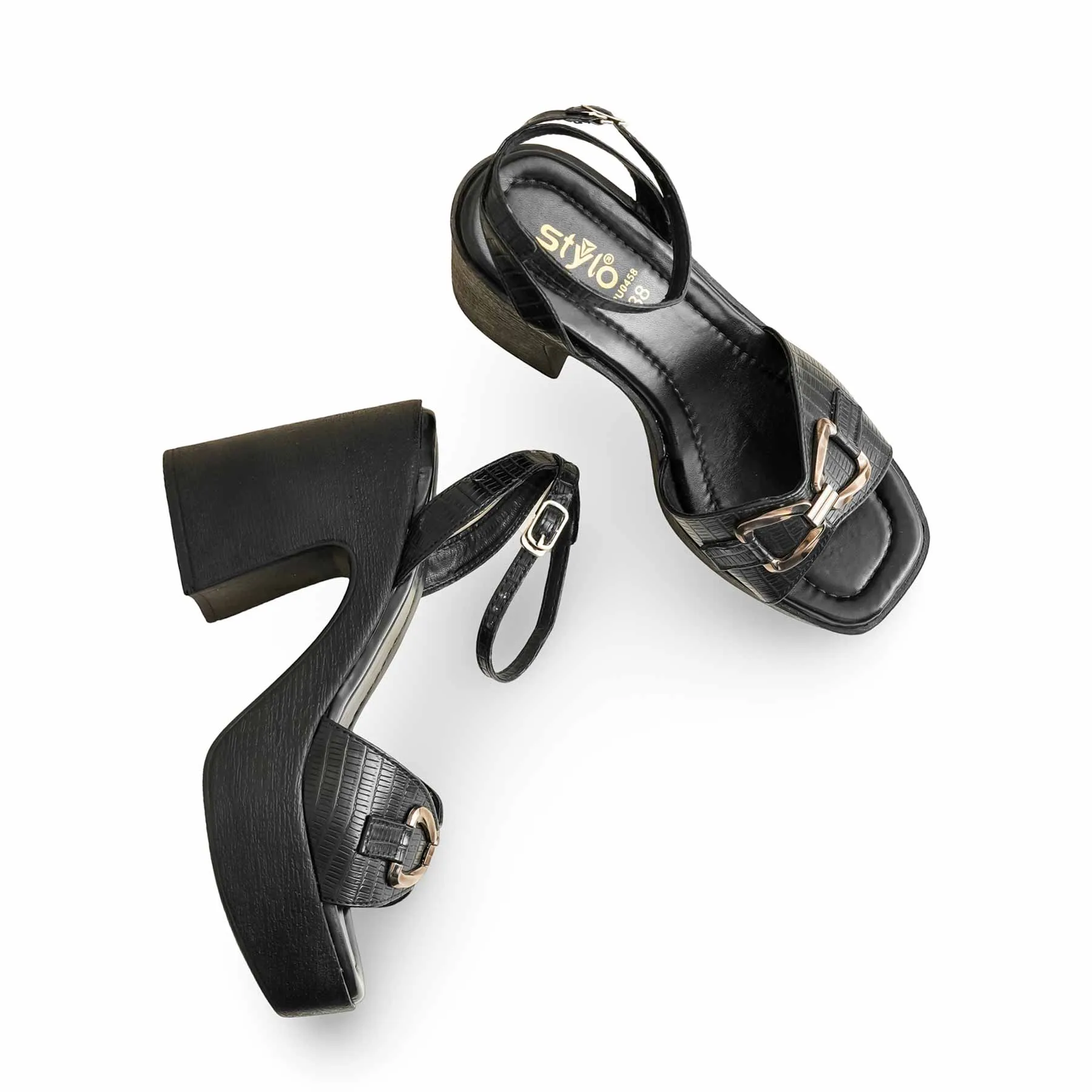 Black Formal Women Sandal PU0458 Occasion Footwear
