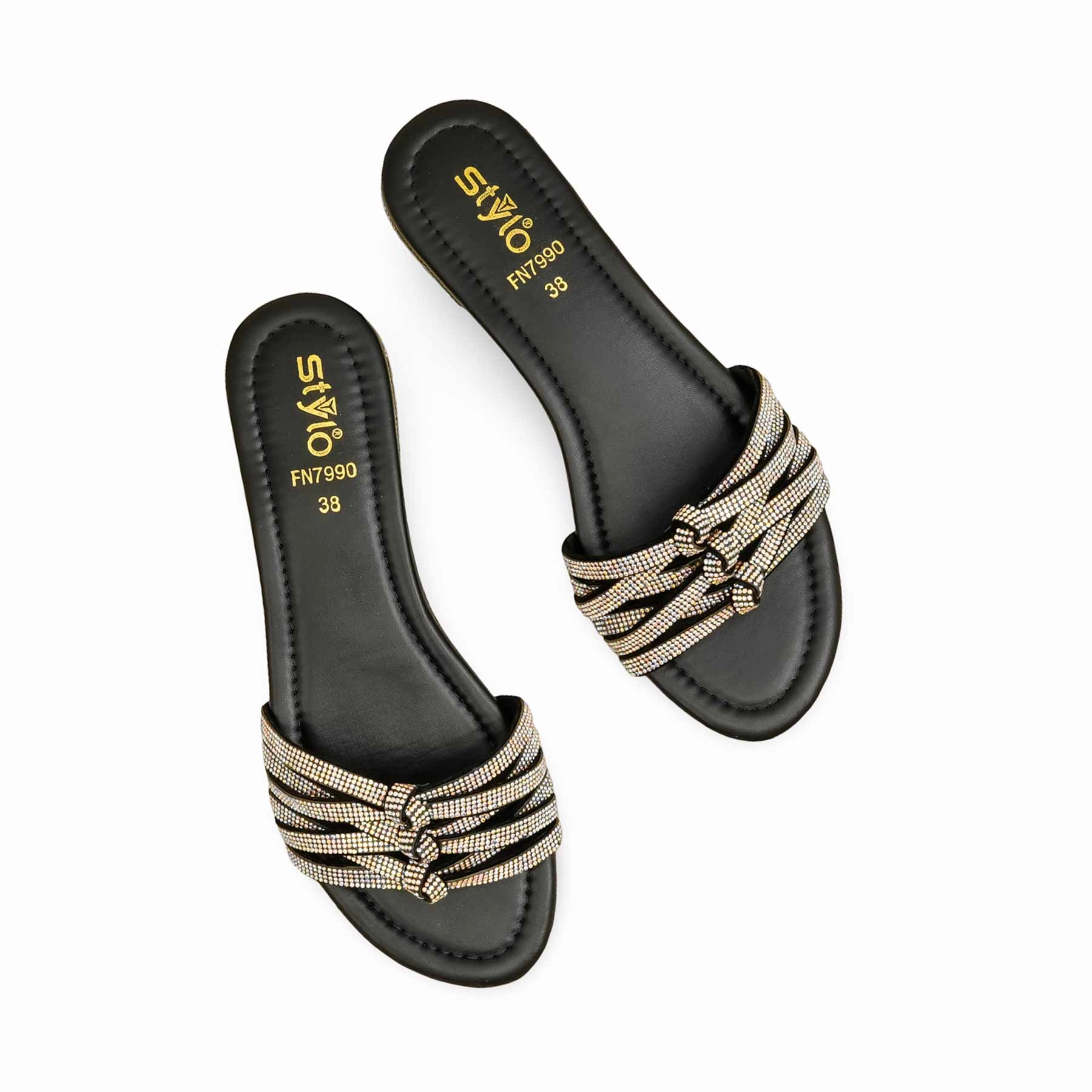 Black Fancy Slipper For Women FN7990 Quiet Spot