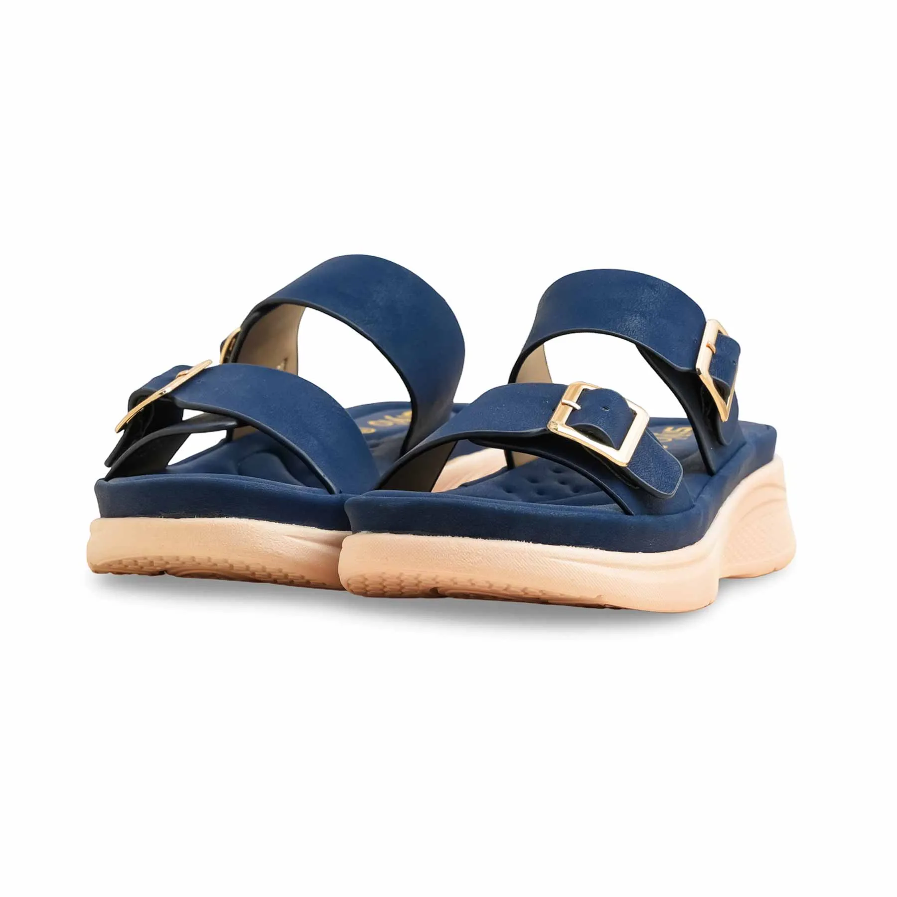 Blue Formal Women Slipper PU0585 Soft Insole Block Boot